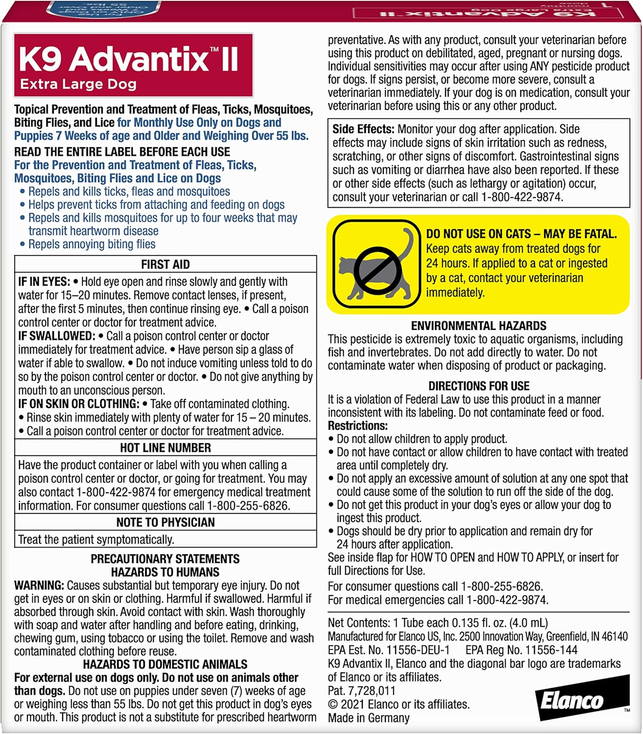 K9 Advantix II XL Dog Vet-Recommended Flea, Tick & Mosquito Treatment & Prevention | Dogs Over 55 lbs. | 6-Mo Supply