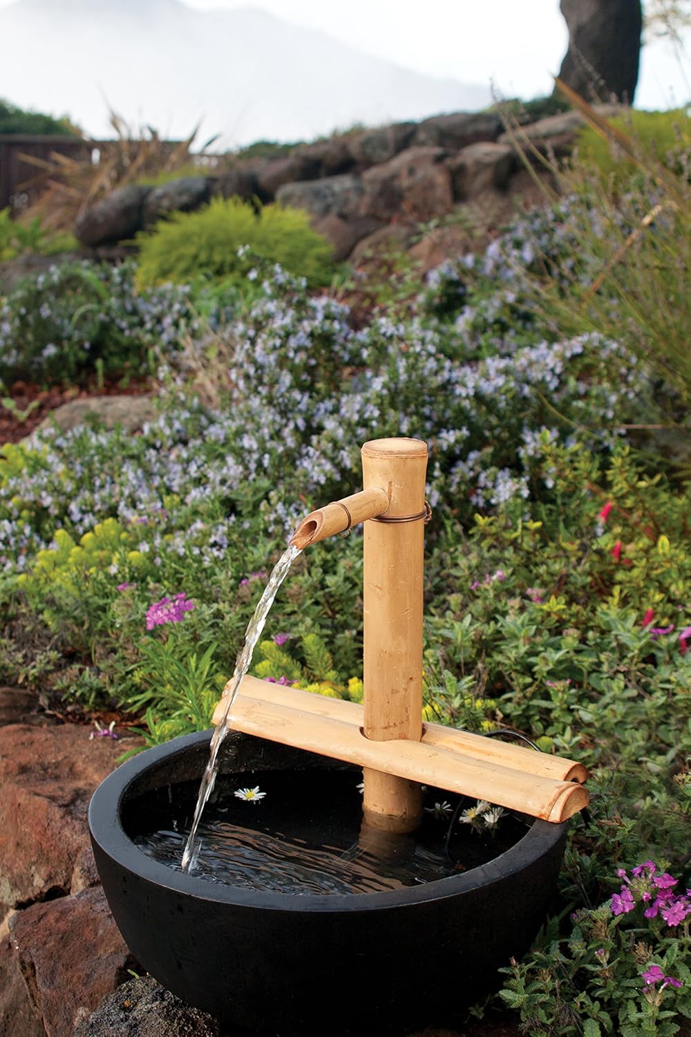 12" Adjustable Bamboo Fountain Kit with Pump – Classic Zen Water Feature for Bowls, Basins, Water Gardens & Patio Decor