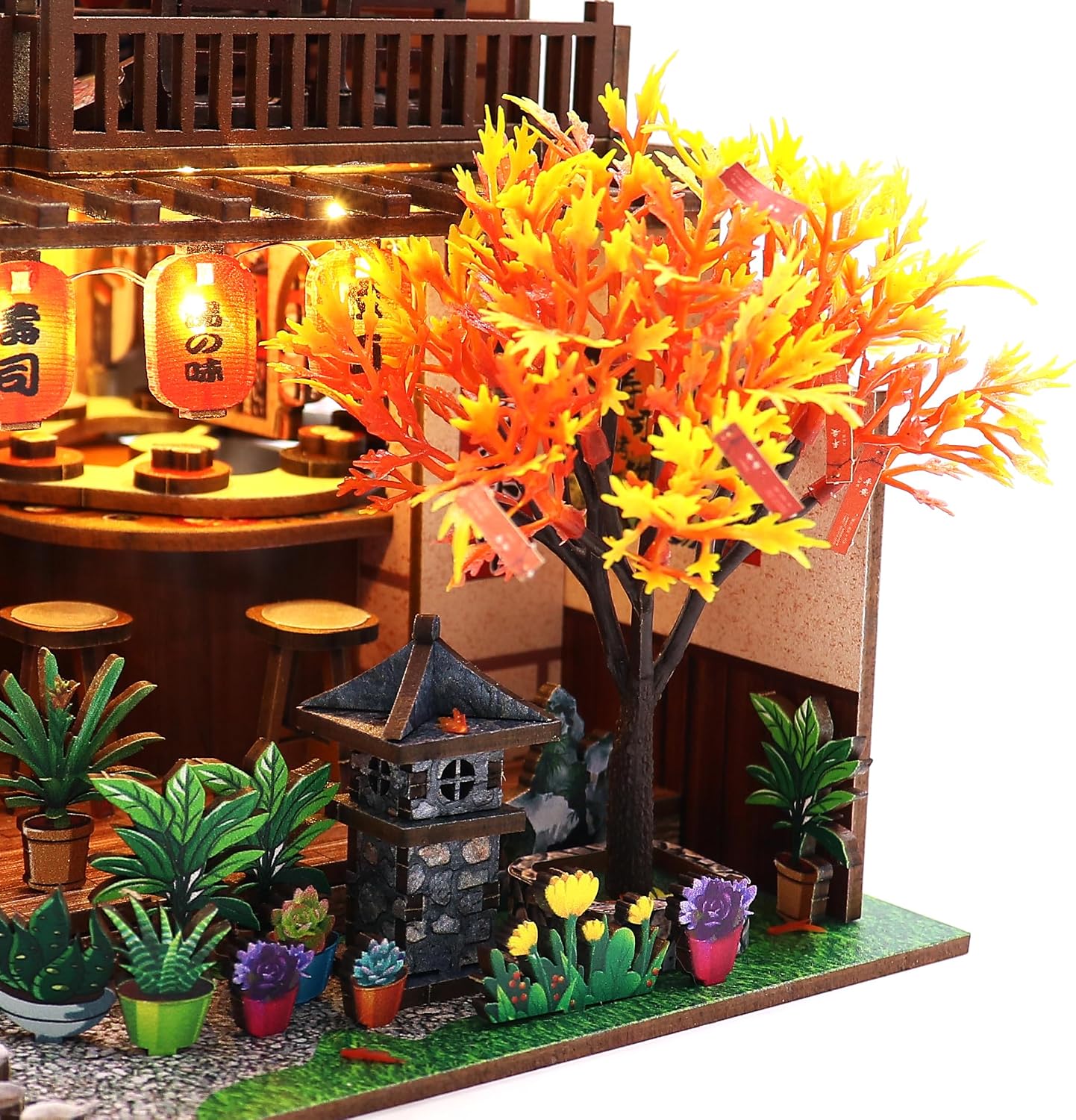 MAGQOO Wooden Dollhouse Miniature with Furniture DIY Dollhouse Kit DIY House Kit Tiny House Kit with Voice Control and Music Movement 1:18 Scale Creative Room Idea(Time Travel)