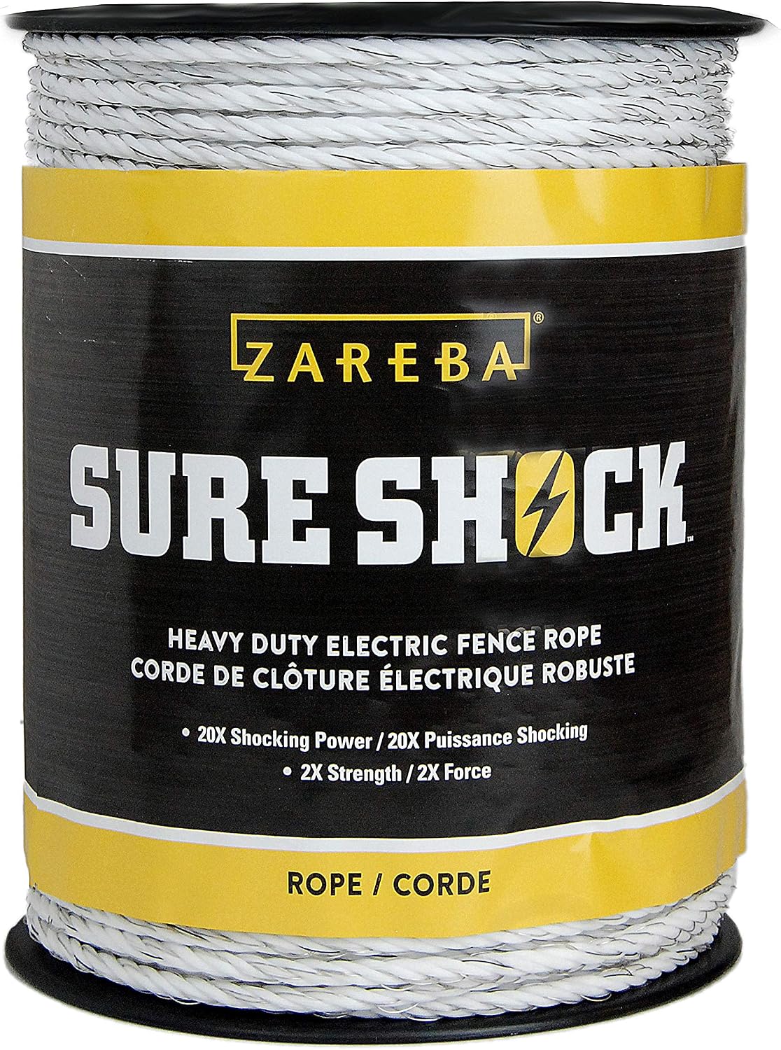 Zareba Heavy-Duty Sure Shock Polyrope, 656 ft Electric Fence Wire | 6 Aluminum Conductors for Temporary Fencing