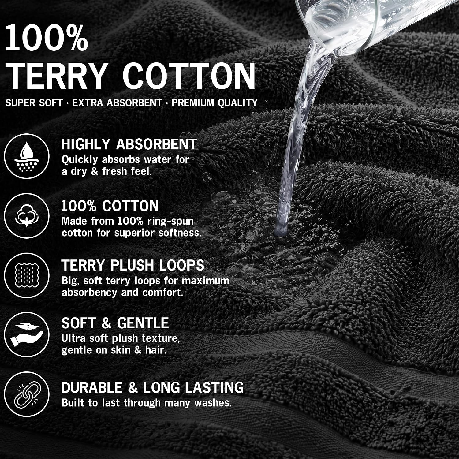 DAN RIVER 100% Cotton Salon Towels Set – 16x26 inches, Pack of 24, Highly Absorbent and Quick-Dry Towels for Hand, Salon, Spa, Beauty