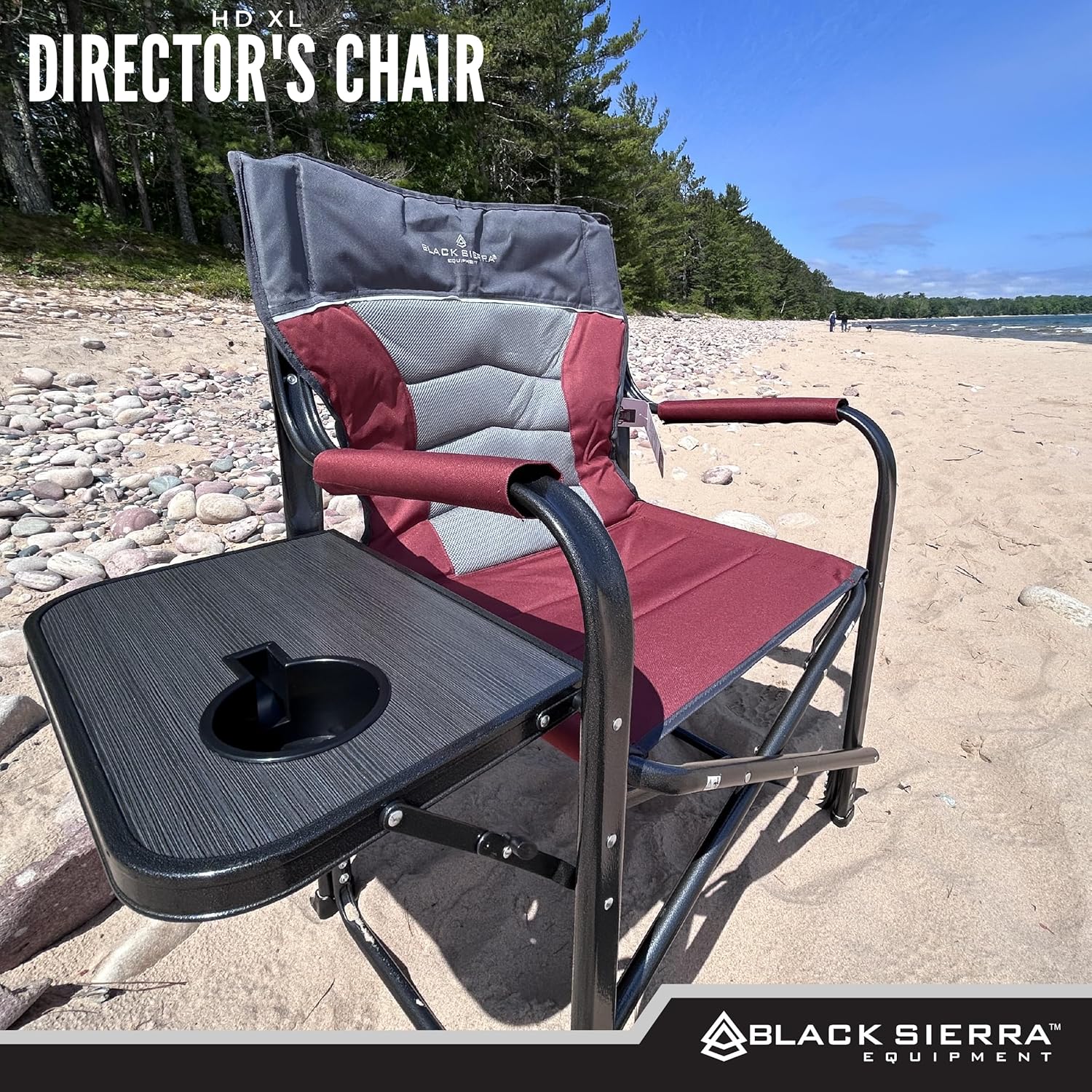 XL Directors Chair with Foldable Side Table, Heavy Duty Camp Chair supports 400 Lbs