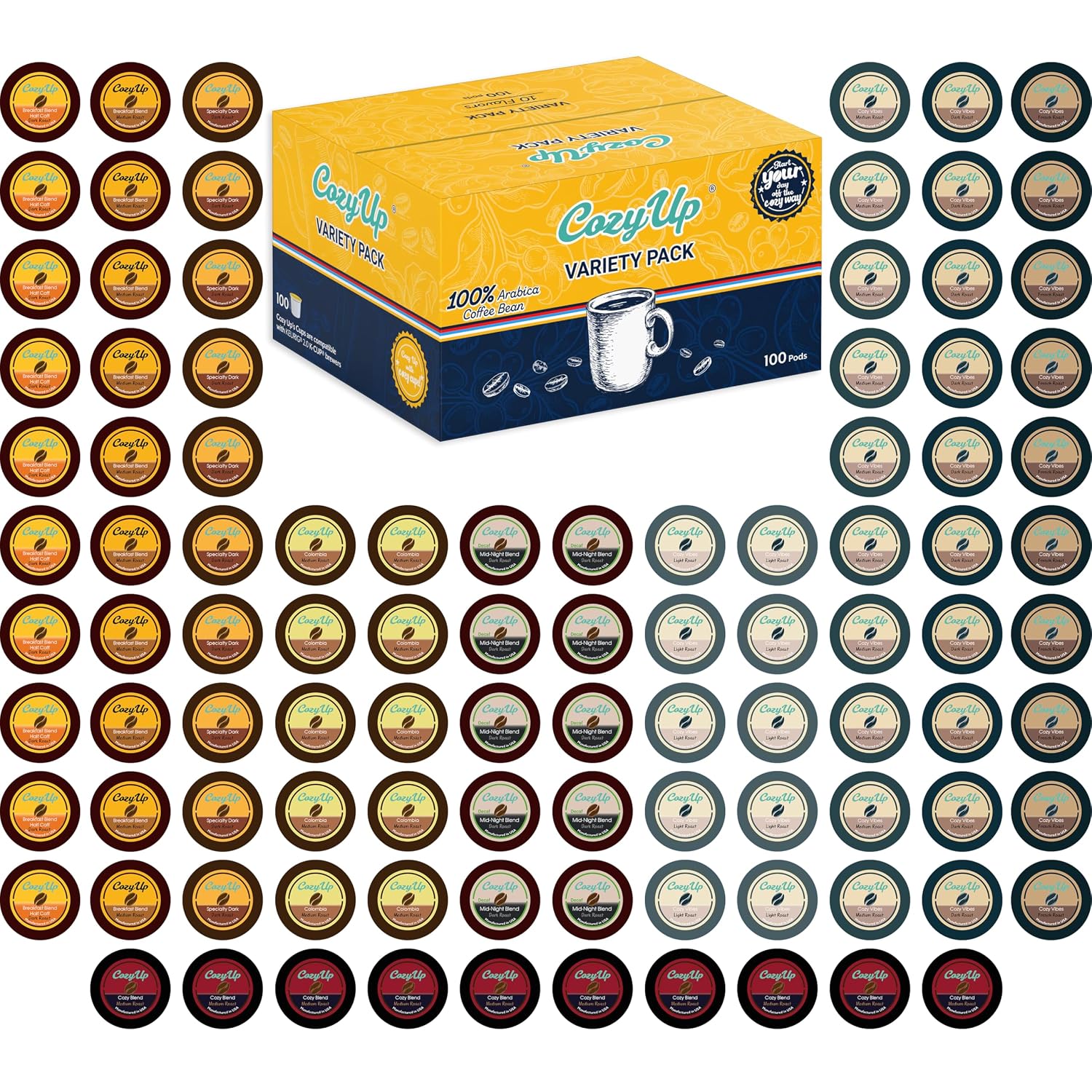 Cozy Up Specialty Dark Coffee Single Serve Pod, 100-Count, Dark Roast | Compatible with Keurig K-Cup
