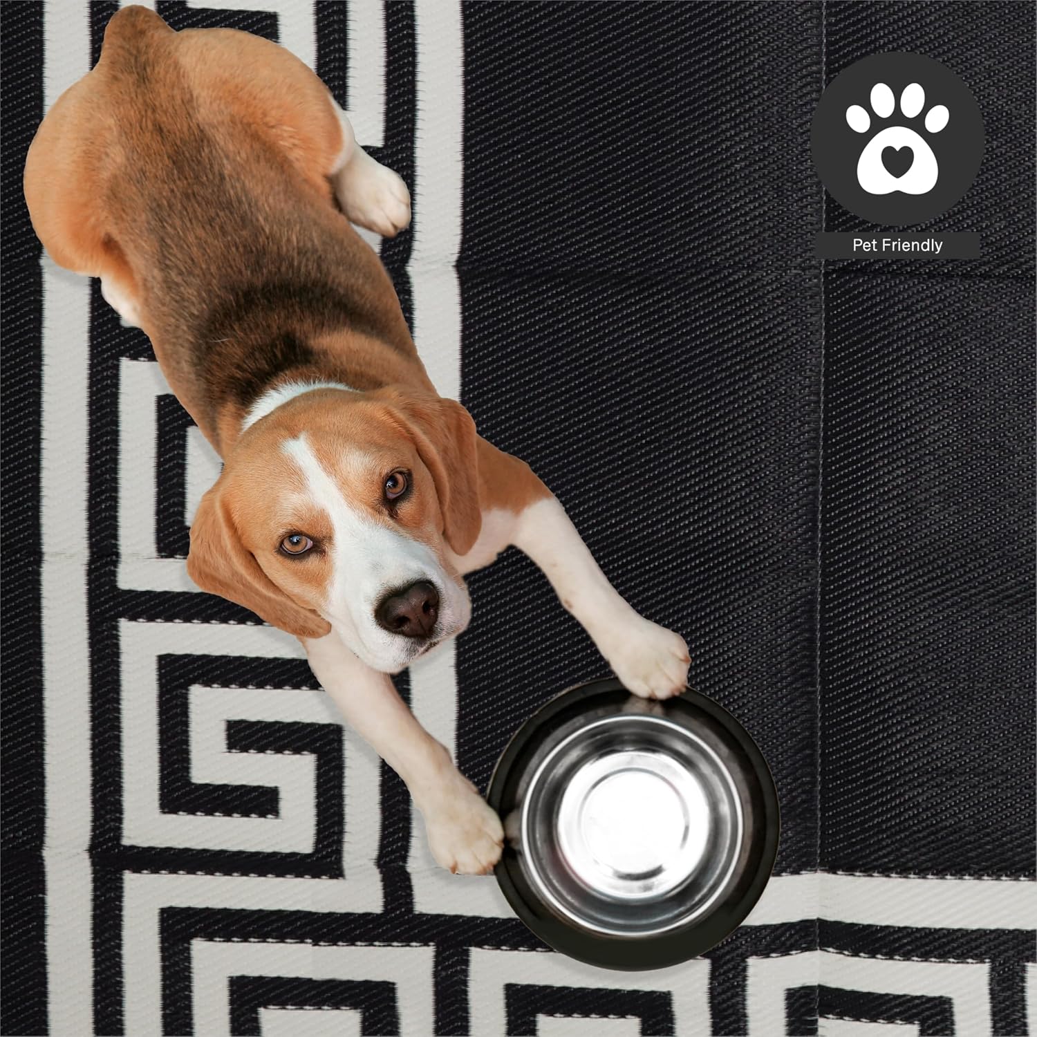 FH Home Outdoor Camping Rug - Waterproof, Fade Resistant, Reversible - Premium Recycled Plastic - Striped - Large Patio, Deck, Sunroom
