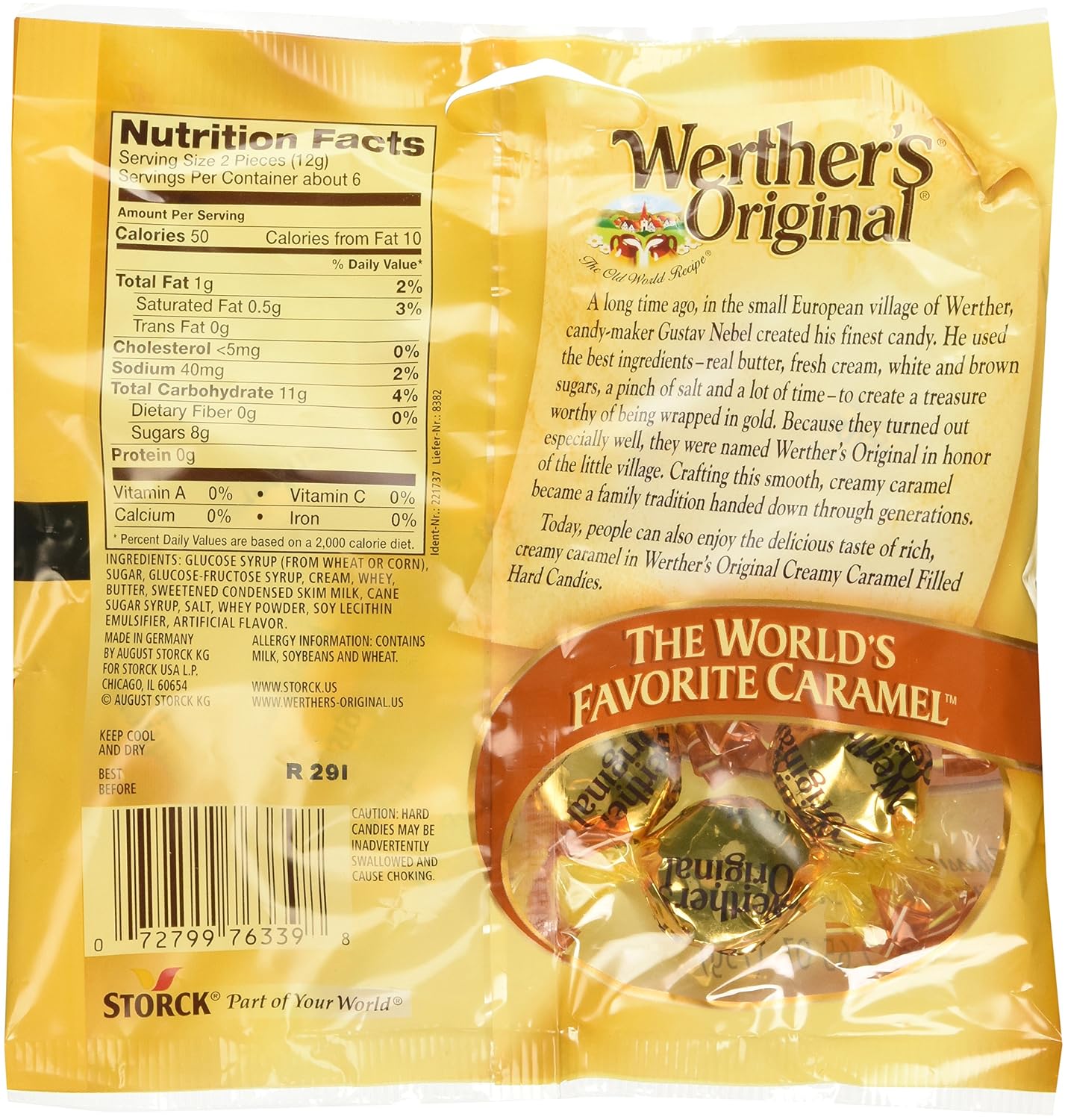 Werther's Original Creamy Caramel Filled Hard Candies - Individually Wrapped Hard Candies for Halloween, Parties, or Snacks - 2.65 oz Bags (Pack of 3)
