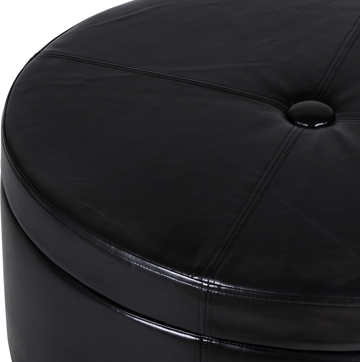 HomePop 24" Large Leatherette Storage Ottoman - Distressed Brown Faux Leather