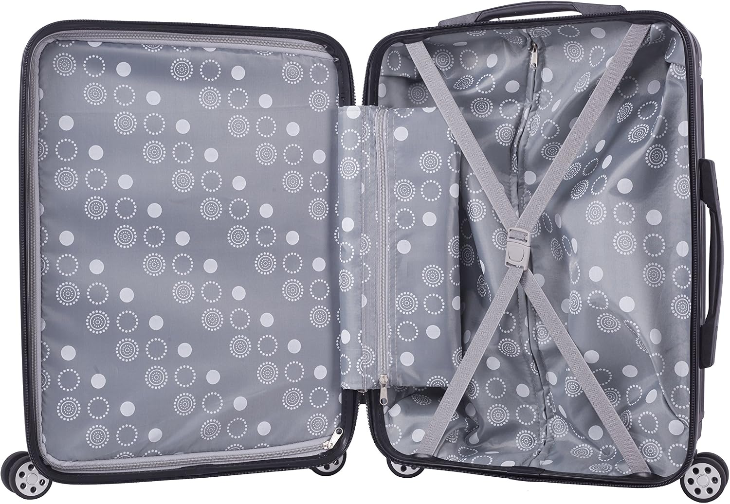 Rockland Berlin Hardside 3 Piece Expandable Spinner Wheel Luggage Set, (20"/24"/28"), Black