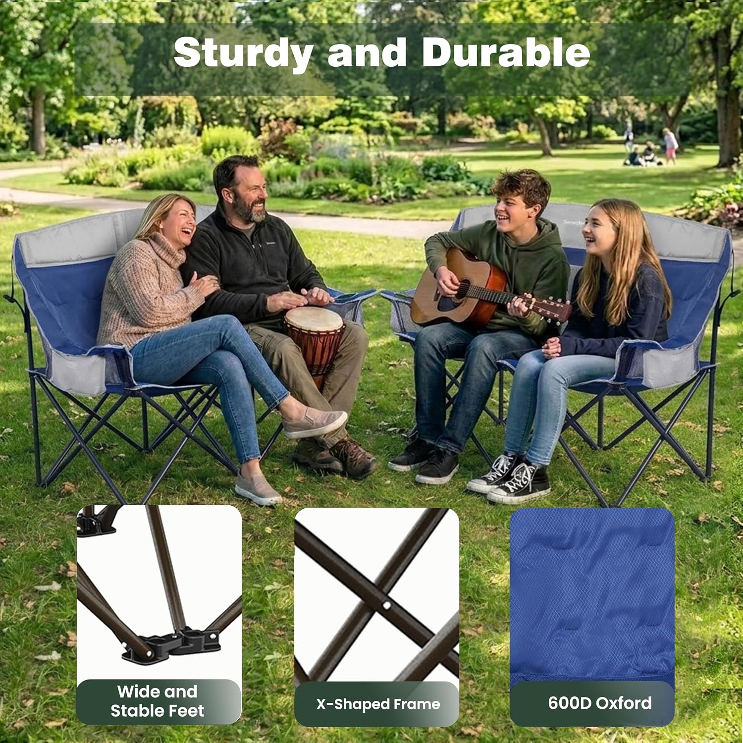 SUNNYFEEL Folding Double Camping Chair Oversized Loveseat for Adults