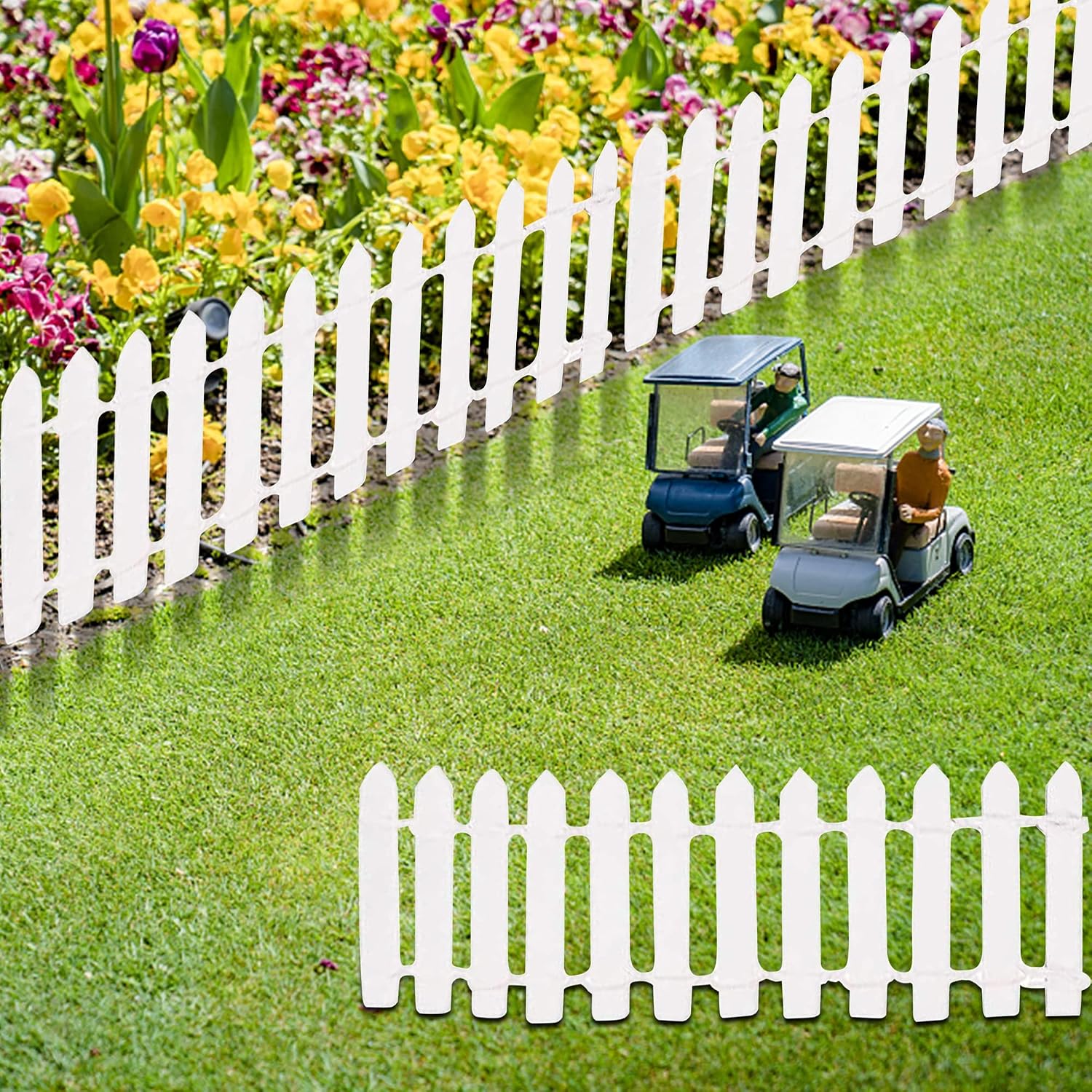 Prsildan 40 Inches Miniature Fairy Garden Fence, DIY Wood Picket Fence Mini Ornament