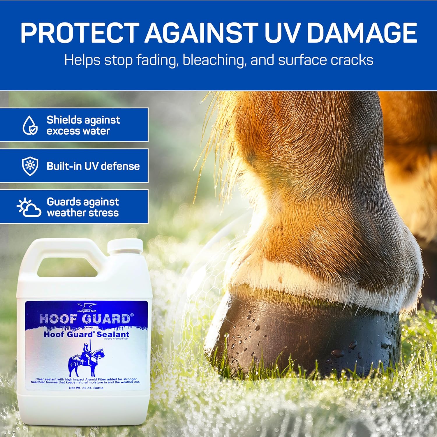 Hoof Guard Sealant Refill, Horse Hoof Oil & Conditioner for Horses, 32 oz | Hoof Conditioner for Horses, Hoof Hardener with Aramid, Helps Seal Cracks