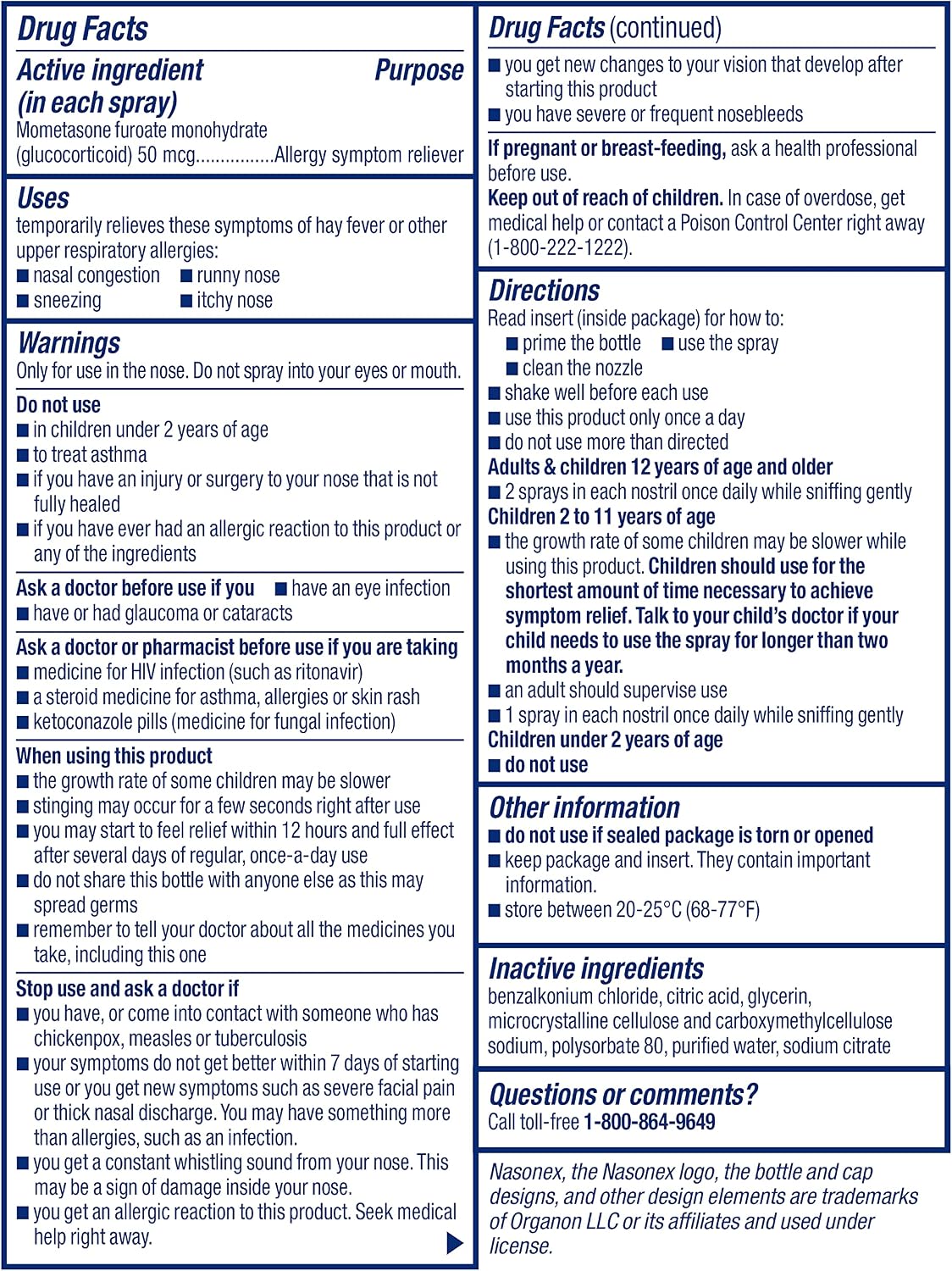 Nasonex Children's 24HR Allergy Nasal Spray, Non-Drowsy, Scent-Free Mist, Allergy Symptoms + Nasal Congestion, Full Prescription Strength, 60 Sprays