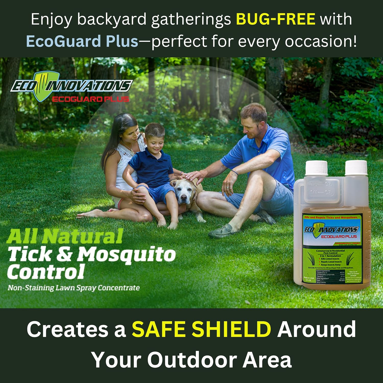 Mosquito Fogger Yard Spray, Natural Tick Control, 16oz | Kills & Repels Harmful Bugs - Safe for Kids Pets Plants