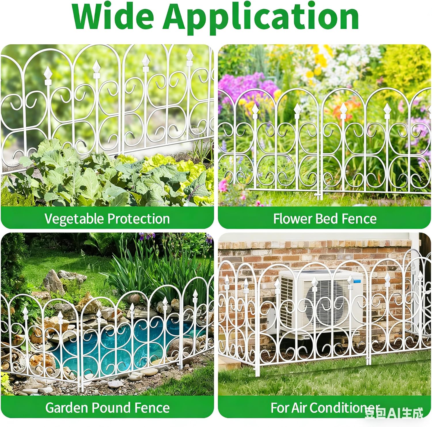 AMAGABELI GARDEN & HOME 5 Panels 32in(H)×10ft(L) Decorative Garden Fences and Borders for Dogs No Dig Rustproof Metal Fence Panels Garden Edging Border Animal Barrier Fencing for Flower Beds Black