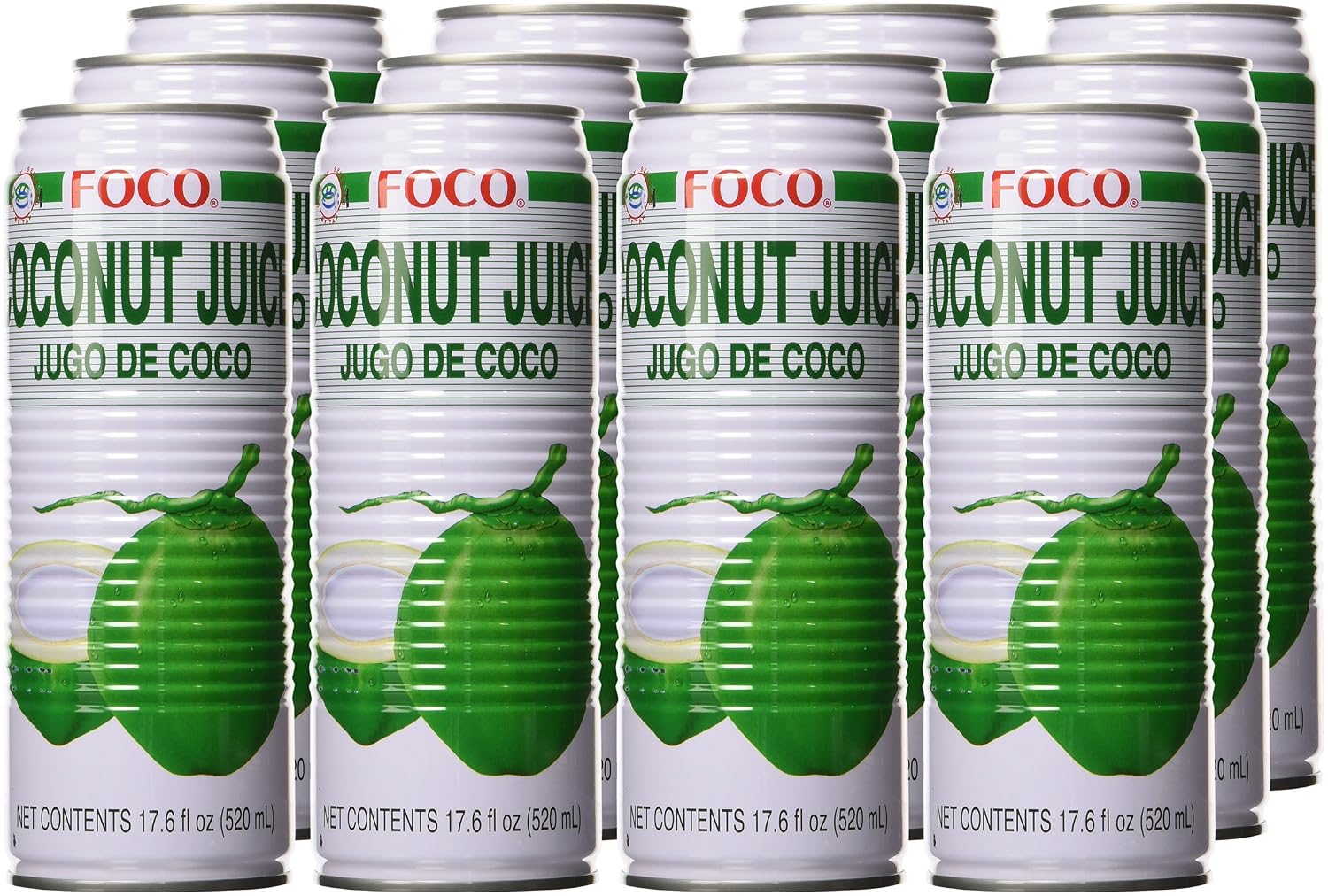 Foco Coconut Juice, 17.6 Fl Oz, Pack of 12