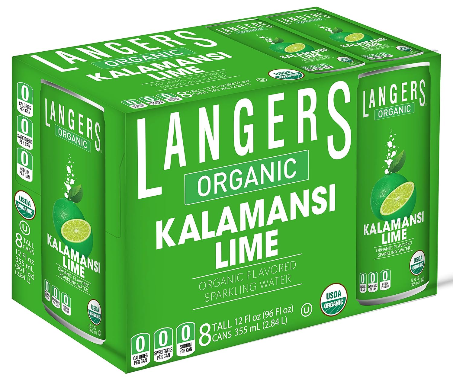 Langers Organic Flavored Sparkling Water, Ginger, 12 Fl Oz (Pack of 8)