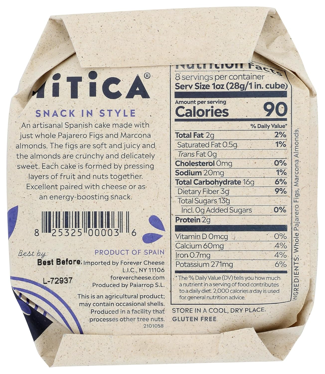 Mitica, Cake Fig With Almonds, 8 Ounce