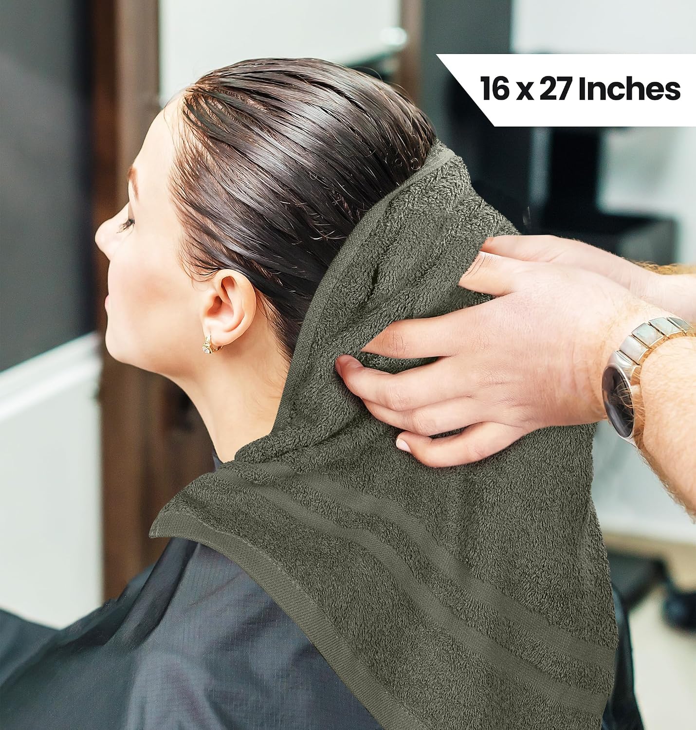 Utopia Towels Bleach Proof Salon Towels, Pack of 24, 16x27 in, Black | Bleach Safe 100% Cotton Salon Towels - Super Absorbent, Durable Ideal for Salon