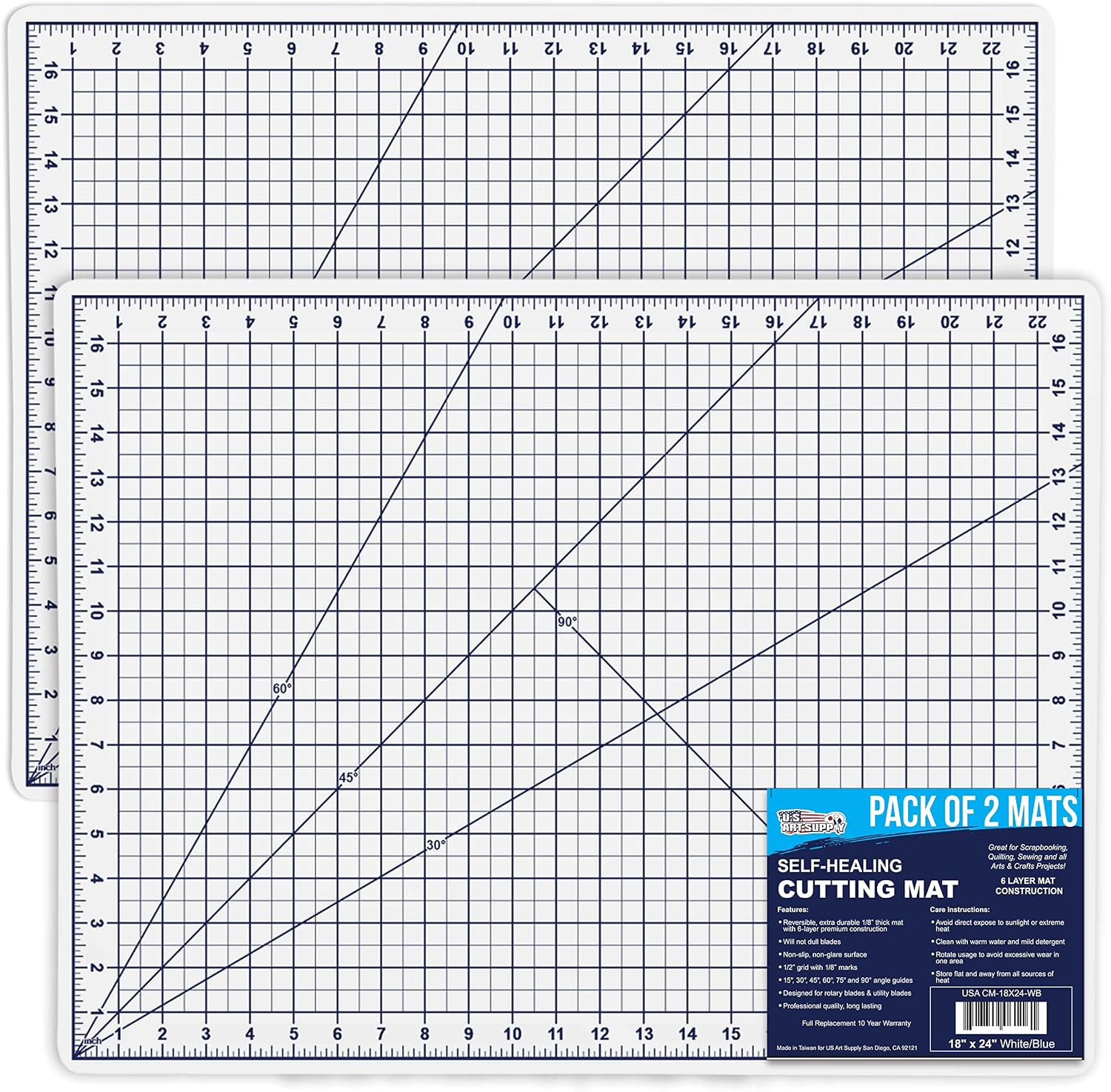 U.S. Art Supply 18" x 24" Self-Healing Cutting Mat 5-Ply - Double-Sided Green/Black Craft Mat, Non-Slip Cutting Mats for Crafts, Sewing, Quilting, Scrapbooking | Double-Sided Green/Black Craft Mat, Non-Slip Cutting Mats for Crafts, Sewing, Quilting, Scra…