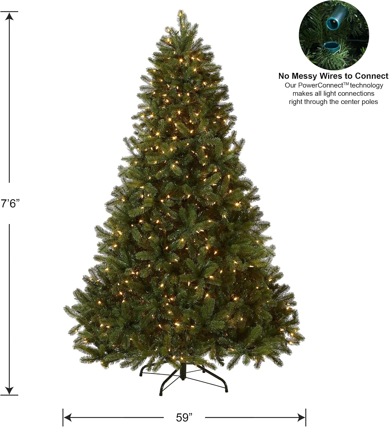 National Tree Company 7.5ft Pre-Lit Downswept Douglas Fir Christmas Tree | 750 LED Lights, 1,867 Tips, 10 Light Functions, PowerConnect, Foot Pedal, Includes Stand, Artificial, Green