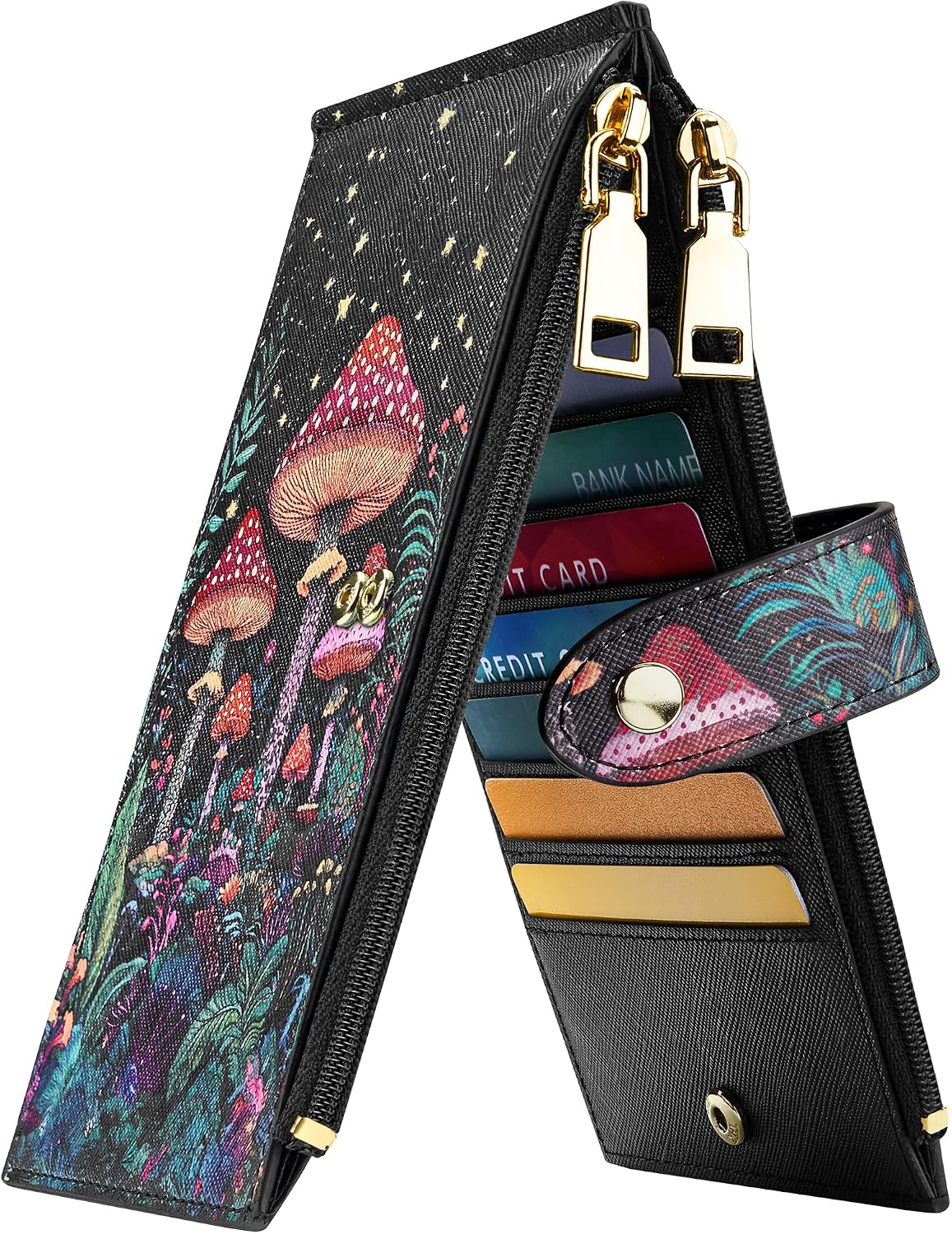 Travelambo RFID Wallet Women Large Size Bifold Multi Card Wallet Case with Zipper Pocke Credit Card Holder for Women