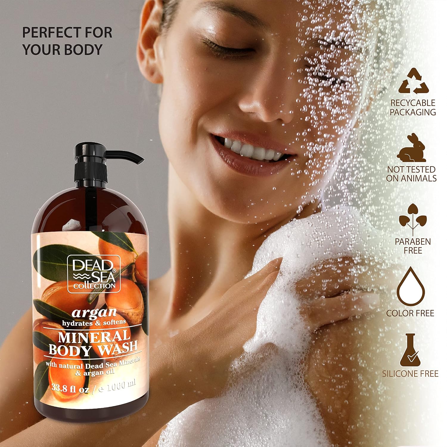 Dead Sea Collection Coconut Body Wash for Women and Men - with Pure Dead Sea Minerals and Coconut Oil - Cleanses and Moisturizes Skin - Pack of 2 (67.6 fl. oz)