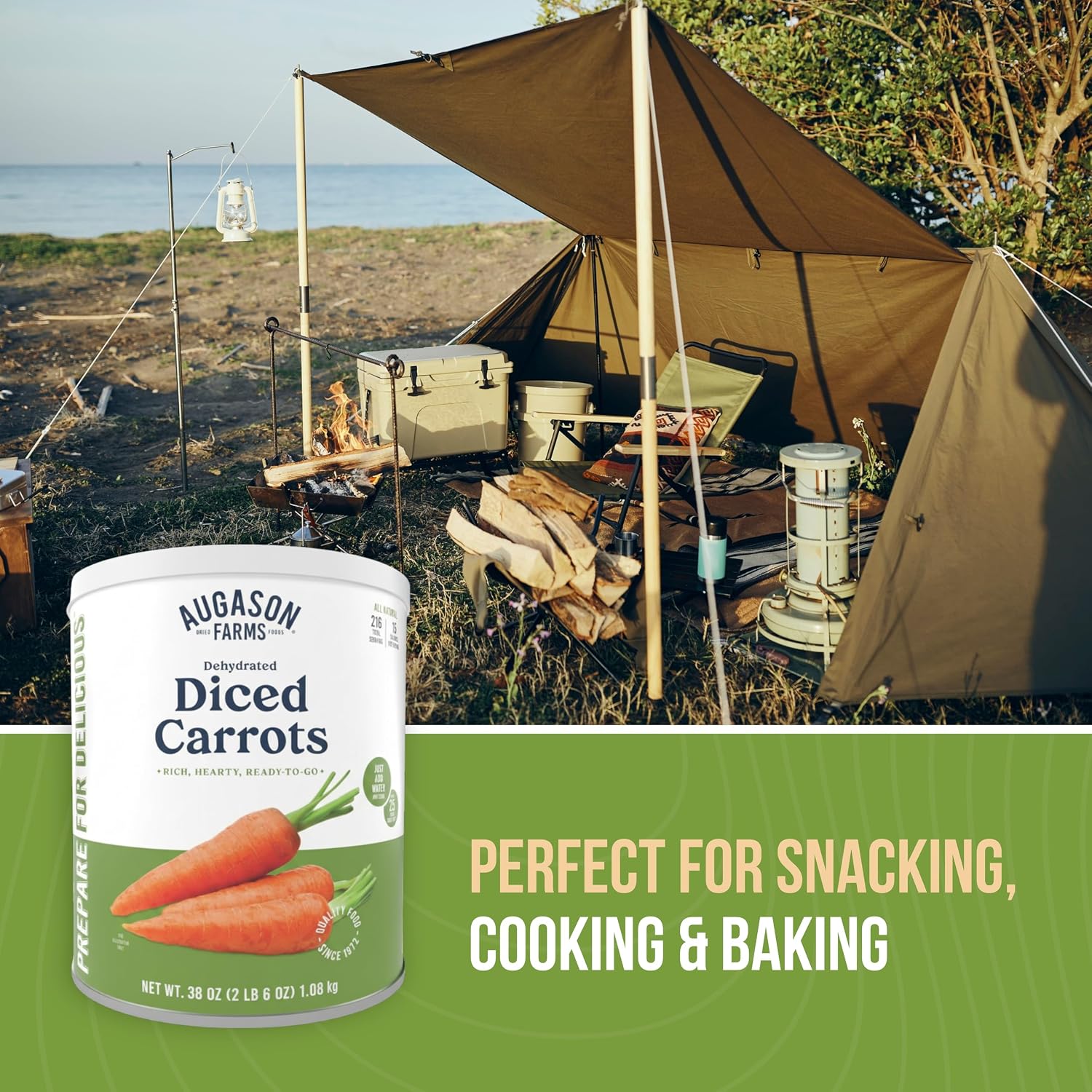 Augason Farms Dehydrated Diced Carrots Can | Emergency Food Supply, 216 Servings, 25 Year Shelf Life, Great for Cooking, Baking, and Snacks, Dehydrated Meals
