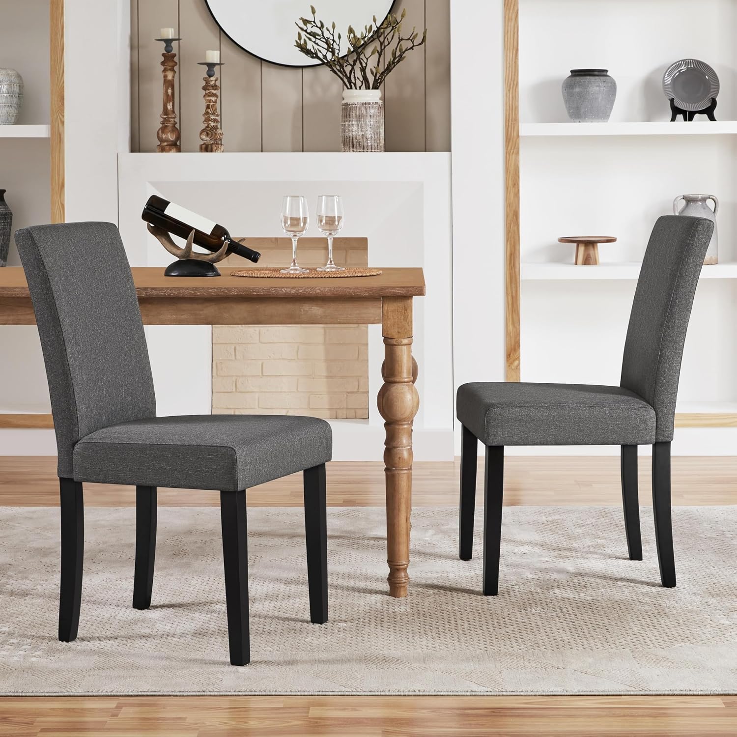 Yaheetech Dining Chairs Set of 4 Upholstered Kitchen Chairs Black