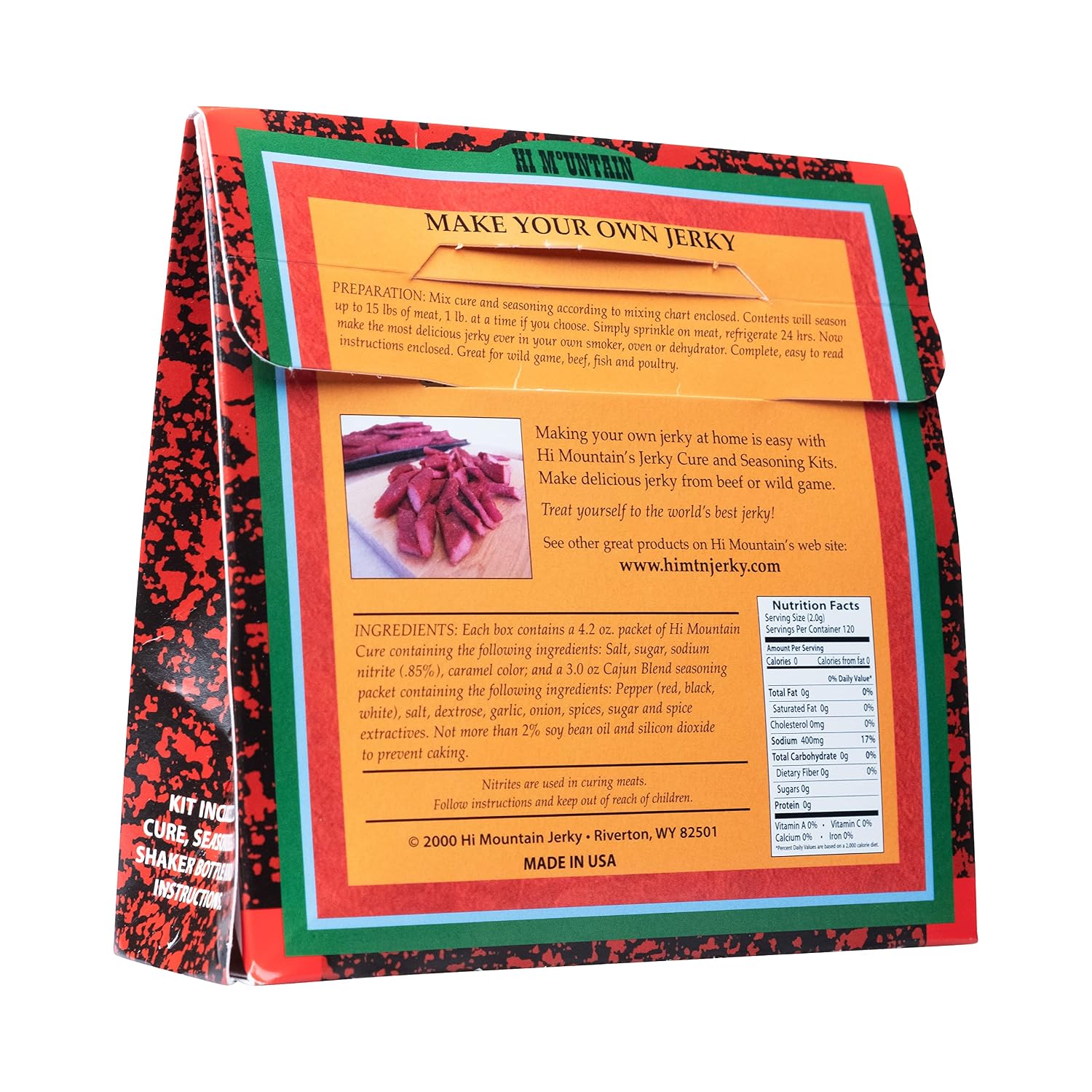 Hi Mountain CAJUN BLEND Jerky Seasoning and Cure Kit | Beef & Venison | Bold Cajun flavor, medium spicy heat, jerky seasoning for beef, deer, elk