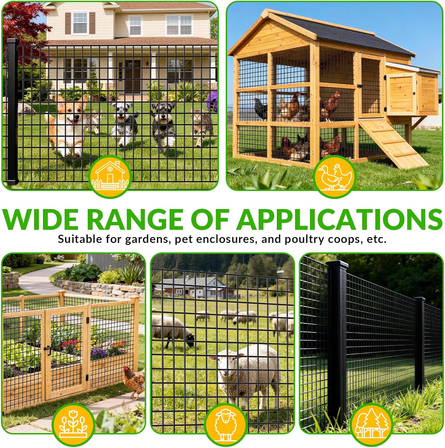 24'' x 50' 1inch Hardware Cloth 16 Gauge Black Vinyl Coated Welded Fence Mesh for Home and Garden Fence and Home Improvement Project (24'' x 50')