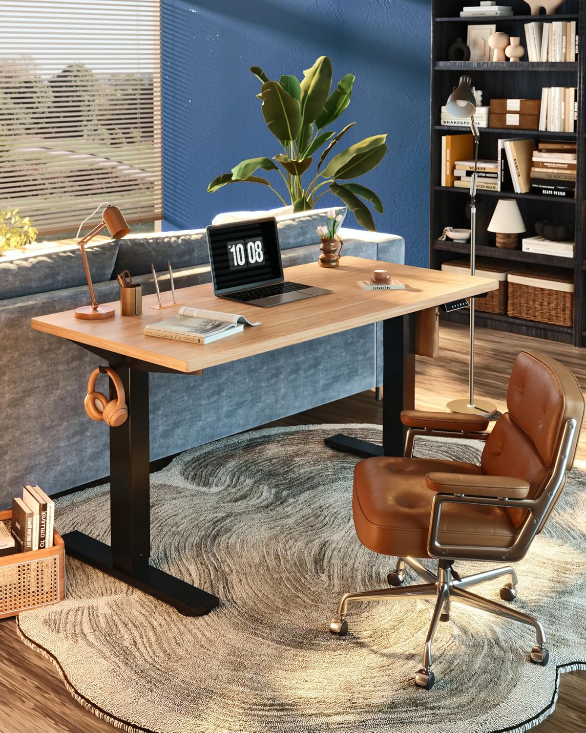 FLEXISPOT EN1 One-Piece Standing Desk, Electric Adjustable with 4 Memory Presets, 176 LBS Capacity, Stable & Quiet