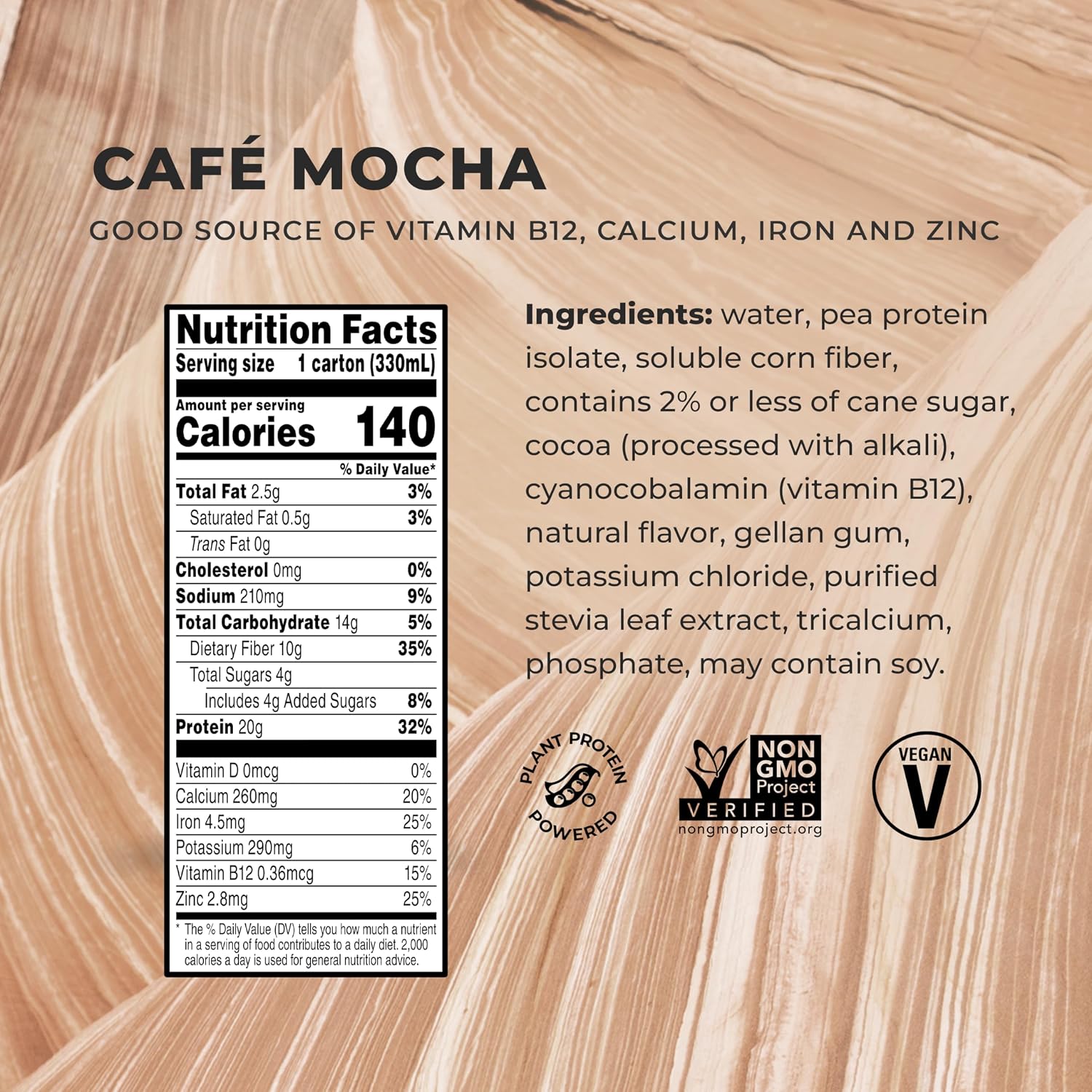 Evolve Plant Based Protein Shake, Café Mocha, 20g Vegan Protein, Dairy Free, No Artificial Sweeteners, Non-GMO, 10g Fiber, 11oz, (12 Pack) (Formula May Vary)