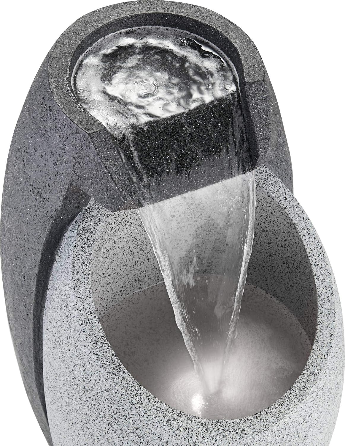 Waterfall 25" High Modern Outdoor Indoor Large Fountain with LED Light | Decor Faux Stone Floor Pot Standing Water Feature for Outside Garden Patio