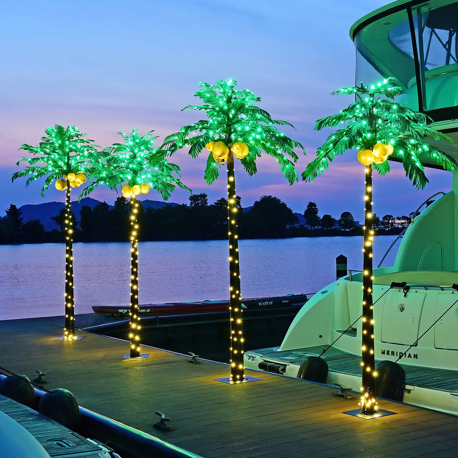 Lightshare 7 Feet Palm Tree 152LED Lights Artificial Fake Tree Decoration for Tiki Bar Outside Patio Porch Pool Christmas Nativity