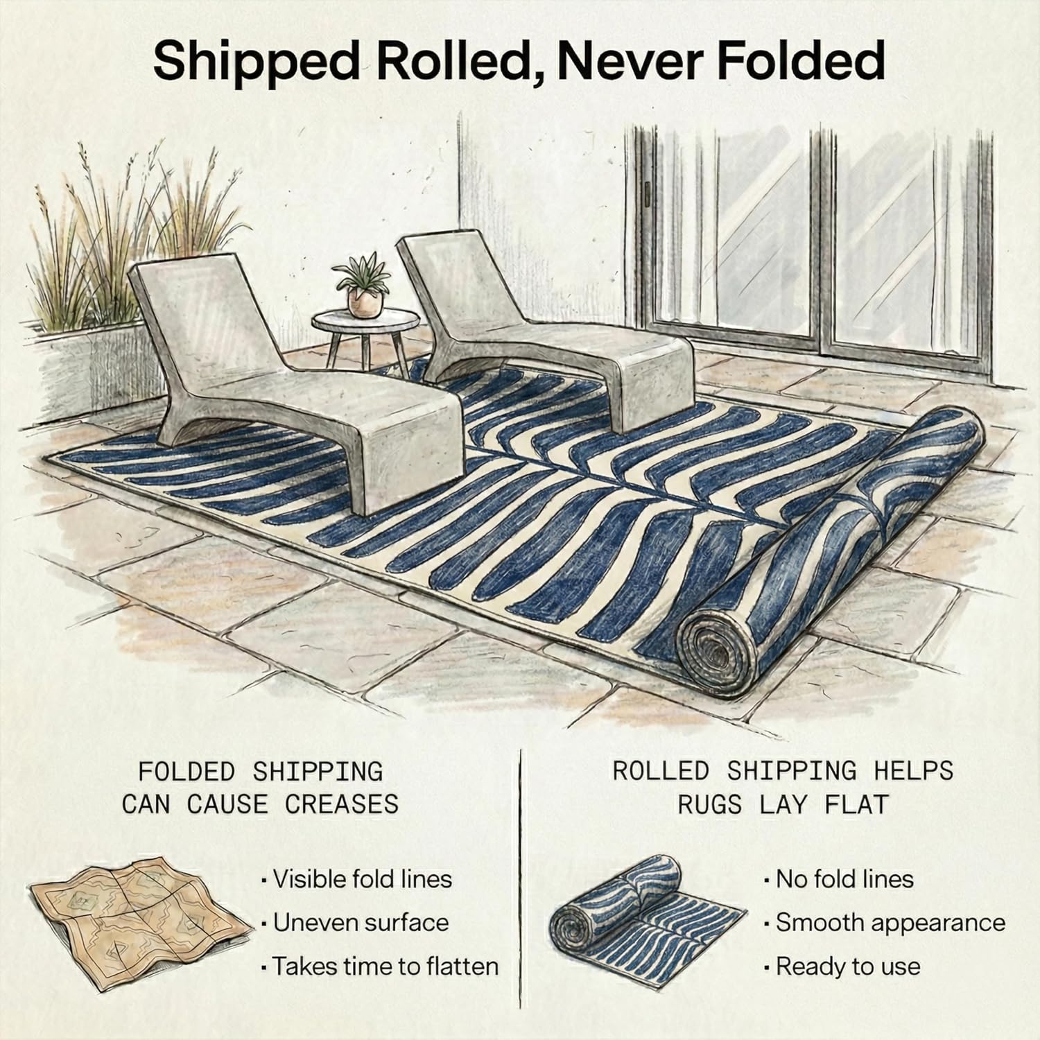 Fab Habitat Outdoor Rug - Waterproof, Fade Resistant, Crease-Free - Premium Recycled Plastic - Geo Tribal - Porch, Deck, Balcony, Mudroom