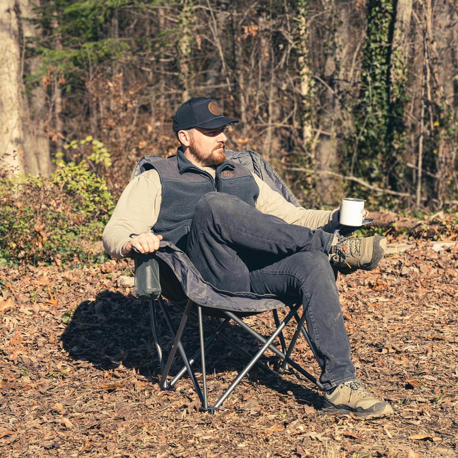 OUTSIDER Oversized Padded Folding Camping Chair | Heavy Duty Padded Outdoor Chair with 400 Lbs Weight Capacity for Camping, Lawn, Balcony, Patio.