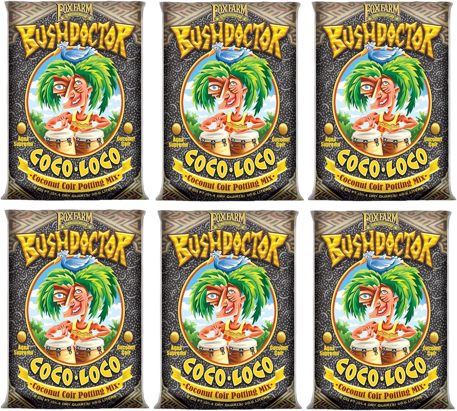 FoxFarm Bush Doctor Coco Loco Potting Mix, 2cu ft - Extends Your Watering Schedule, Triple-Washed to Reduce Salt Content - Perfect for Cultivating Vigorous Plants