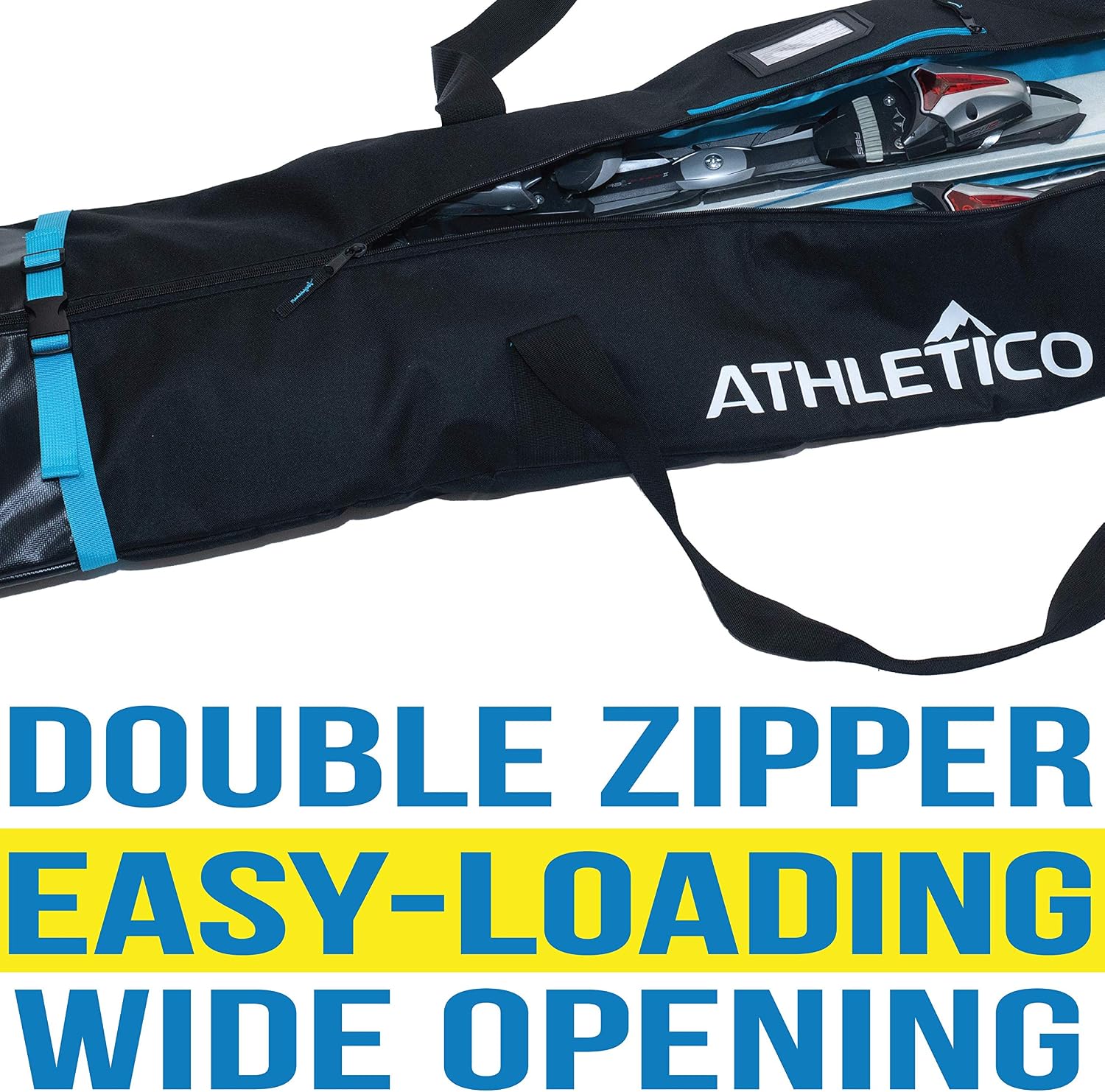 Athletico Dynamic Adjustable Length Ski Bag - Padded Ski Bag Adjusts from 170cm to 190cm