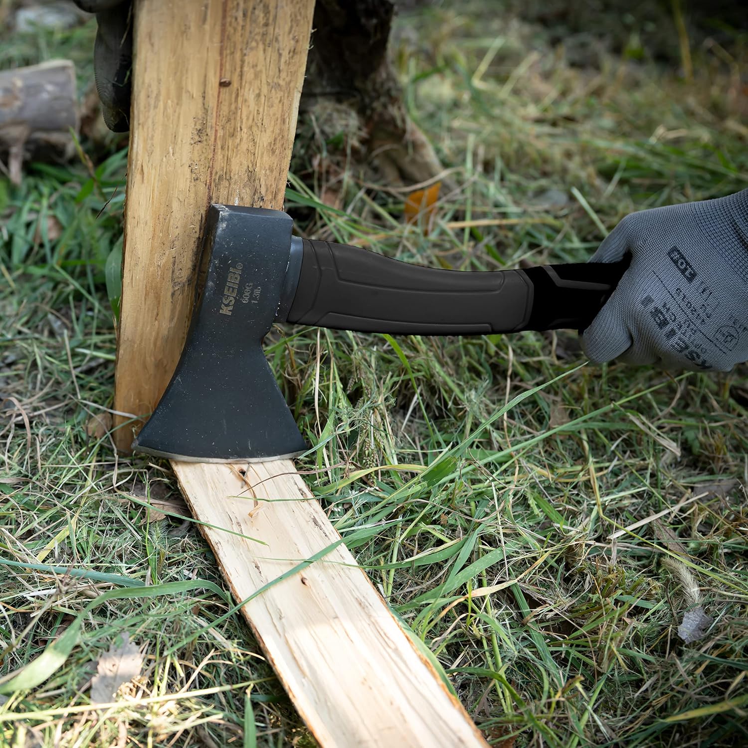 KSEIBI Wood Axe, Small Outdoor Camp Hatchet for Splitting and Kindling Wood
