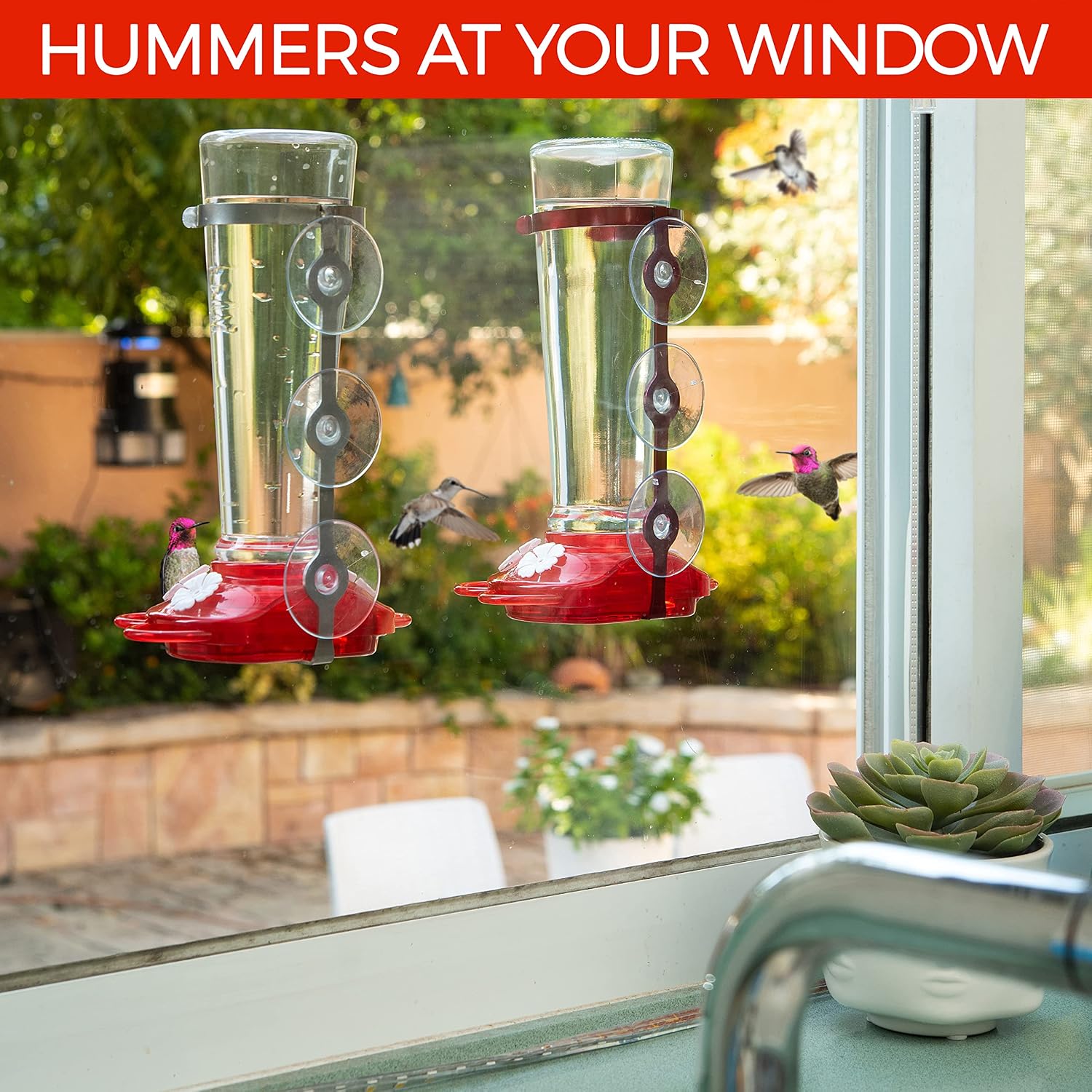 Window Hummingbird Feeder, Suction Cup, Hummingbird Feeders for Outdoors