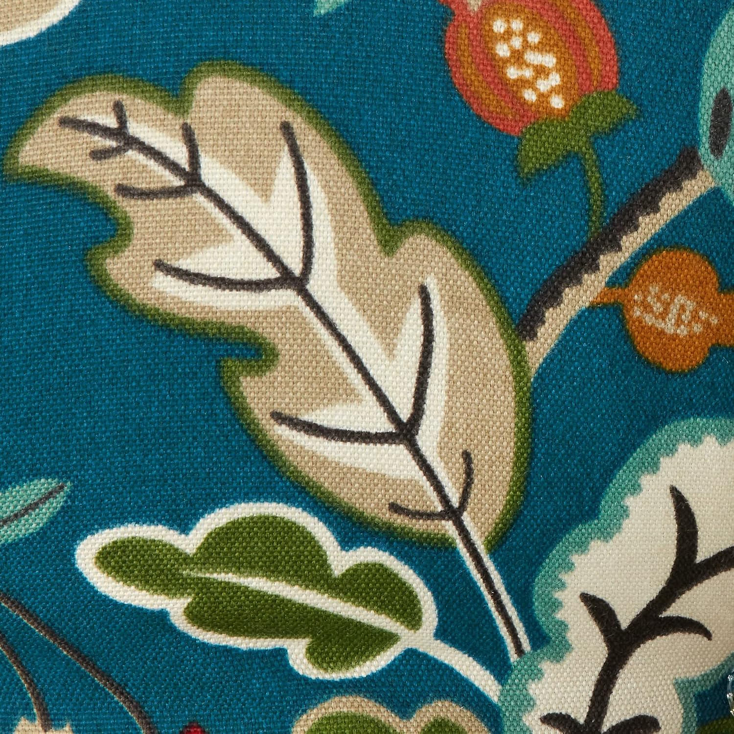 Pillow Perfect Bright Floral Indoor/Outdoor Tufted Wicker Seat Cushion, 2 Count, 19" x 19", Blue/Tan Telfair Peacock