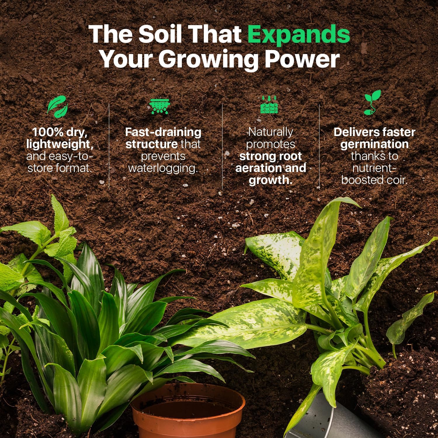| (72 Quarts) The Only Ready to Plant Compressed Coco Coir Fully Loaded with Nutrients | Organic Coco Coir Brick/Block | 10 LBS Block Expands to 72