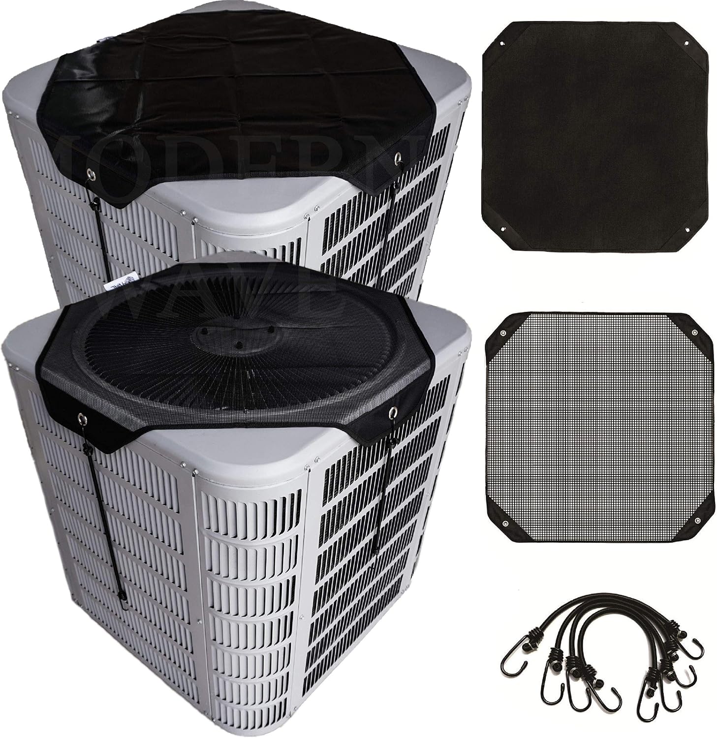 MODERN WAVE - 2 (Two) Central Air Conditioner Covers for Outside Units 36 x 36 inch - 1 (One) Top Universal Mesh Cover and 1 (One) Winter Waterproof