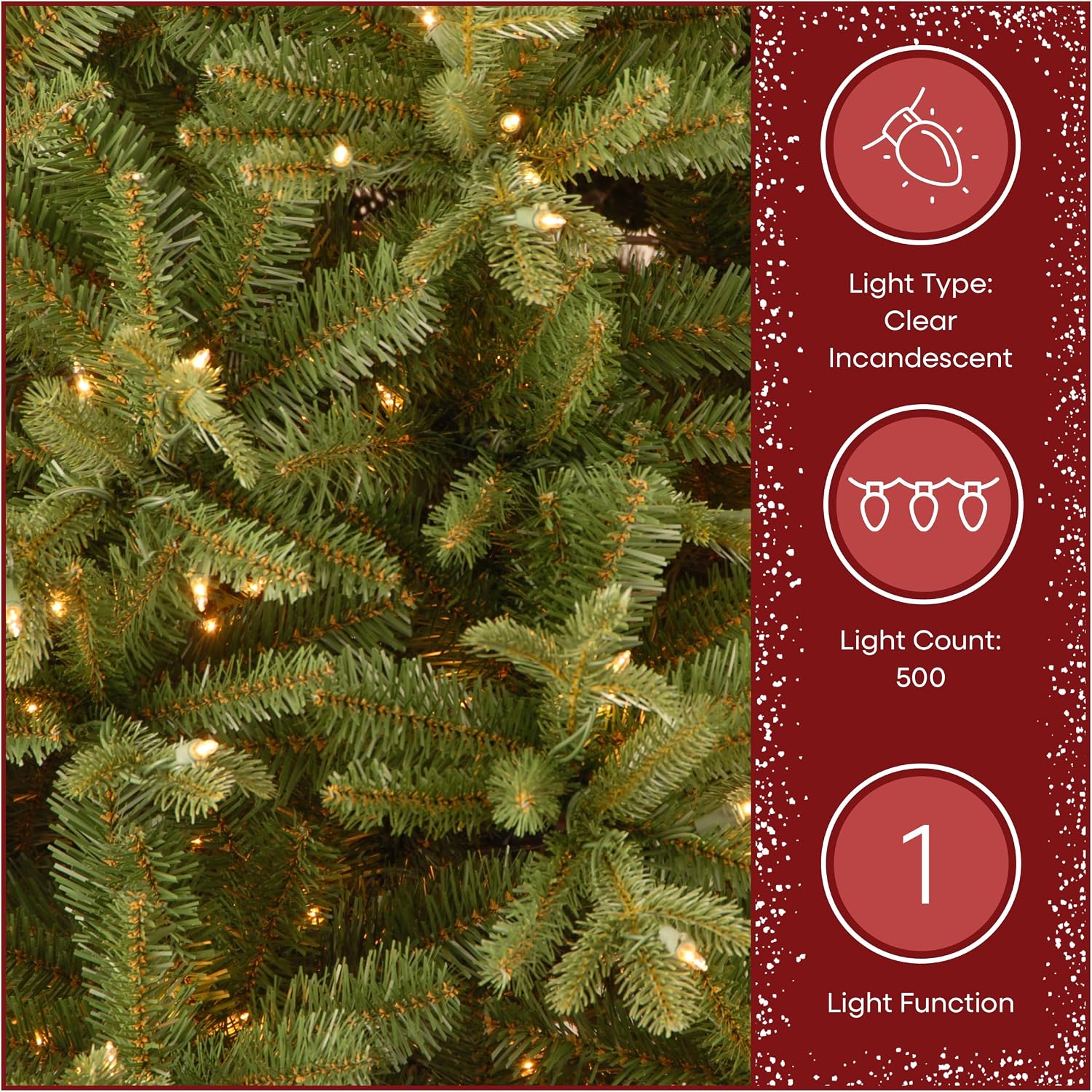 National Tree Company 7.5ft Pre-Lit Tiffany Fir Slim Christmas Tree | 600 Clear Lights, 1,878 Tips, Includes Stand, Artificial, Green