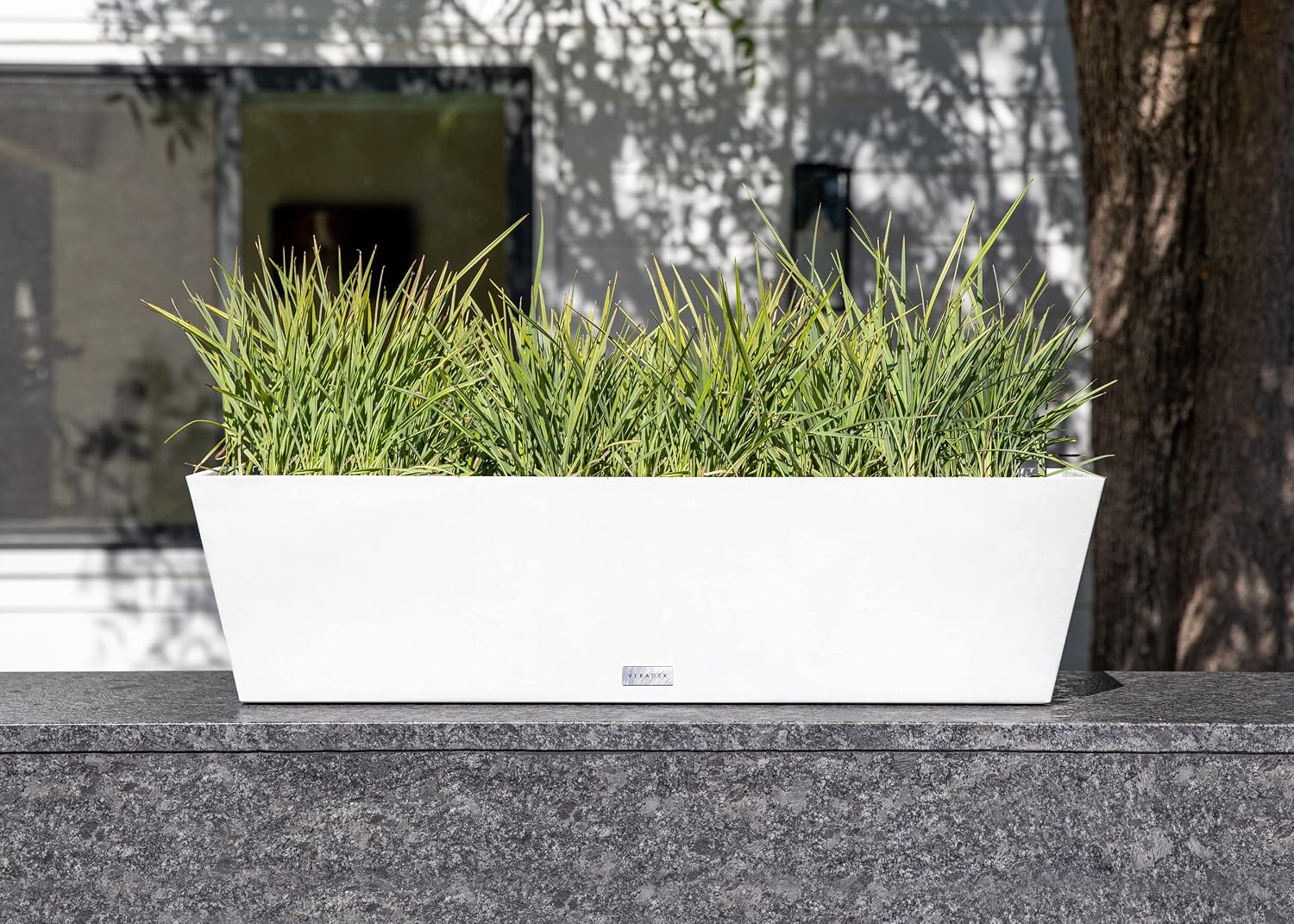 Veradek Pure Series Window Box Planter - Tapered Outdoor Planter | Made From Durable Plastic With Pre-Drilled Drainage Holes. Modern Patio/Tabletop Décor for Plants and Flowers