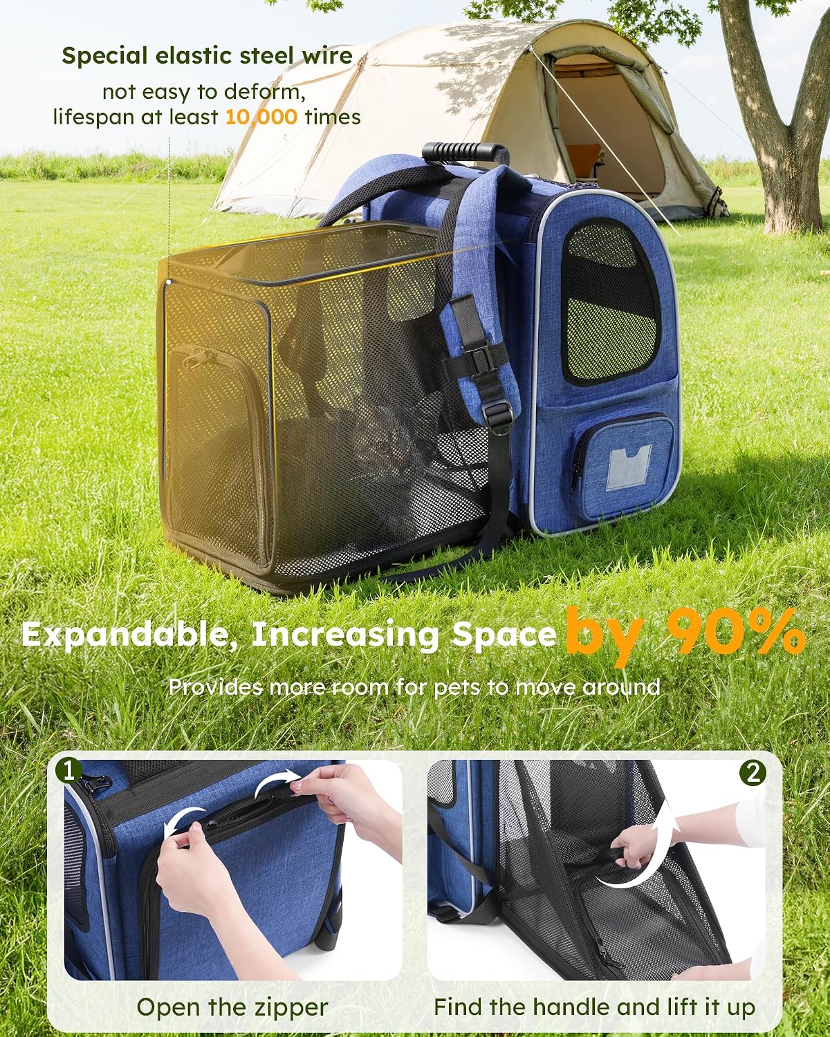 pecute Cat Backpack Expandable, Cat Carrier Backpack with Breathable Window