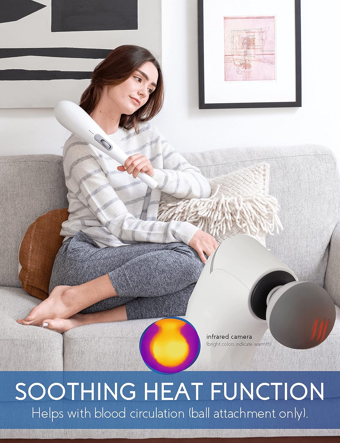 Zyllion ZMA-27 Handheld Electric Massager with Heat for Pain Relief, White