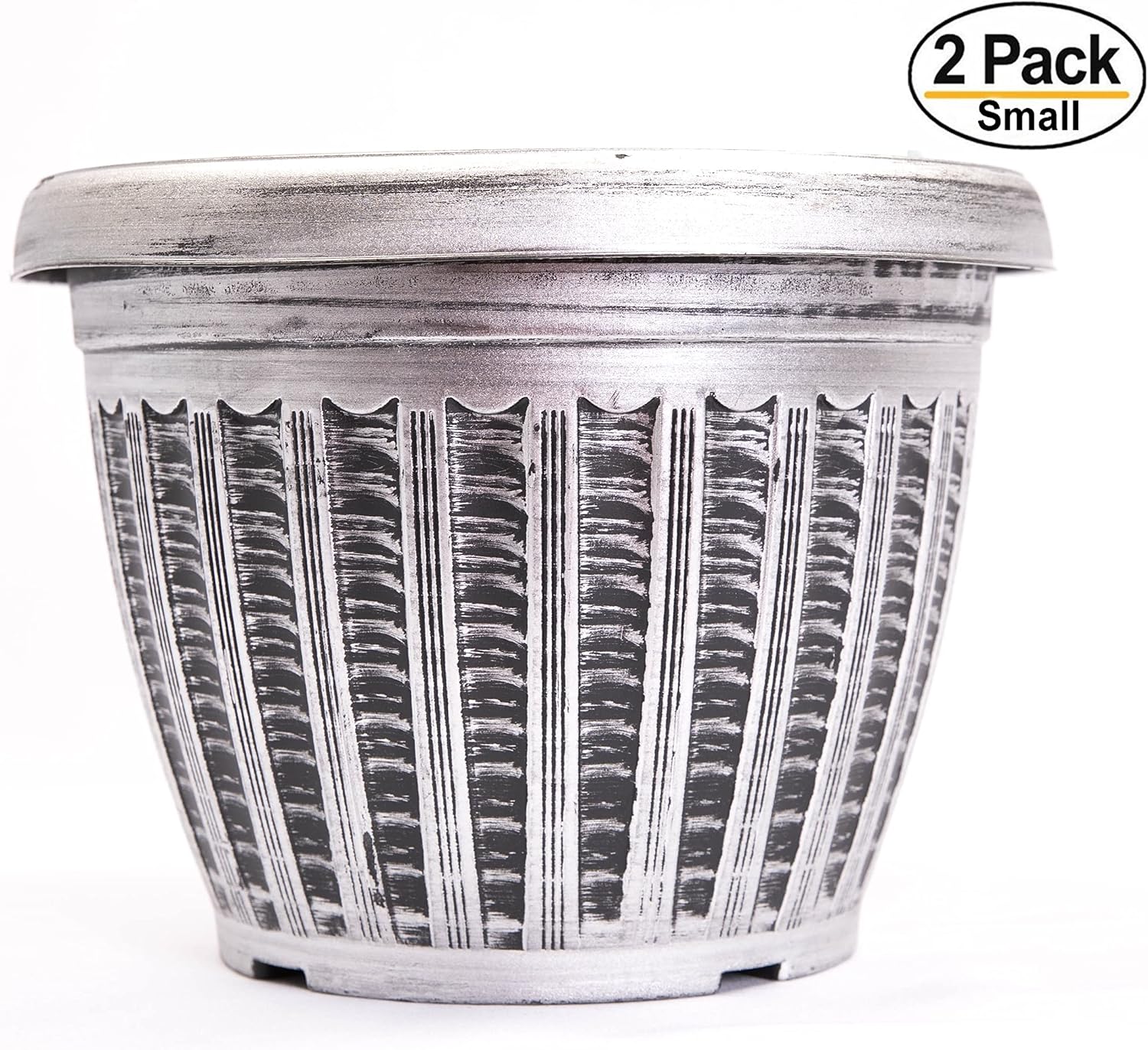 Rustic Flowerpot 10" Planter for Garden Patio Office Ornaments Home Decor Long Lasting Reusable Light Weight (Silver-S)
