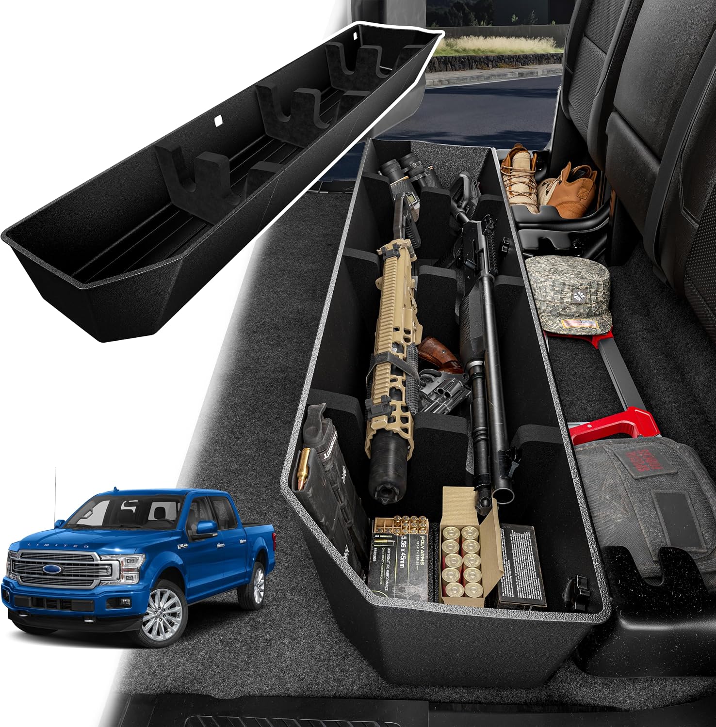 Under Seat Storage Box for F-150 Crew Cab & Super Duty 2015-2026 | Foam-cut for long gear. Hidden. Waterproof. No-drill. ULTRUCKMAN — Built for the Haul.