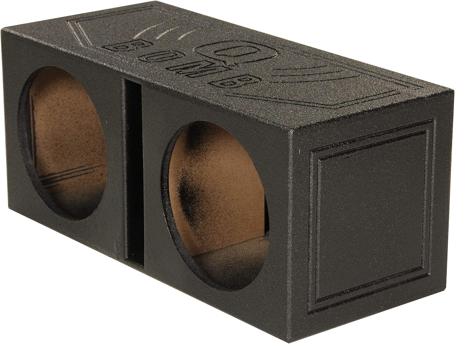 Q Power Q Bomb Series 15" Dual Ported SubwooferSpeaker Enclosure | Vented Sub Box Chamber Design with Black Bed Liner Spray Finish, Car Audio Sound System Accessory