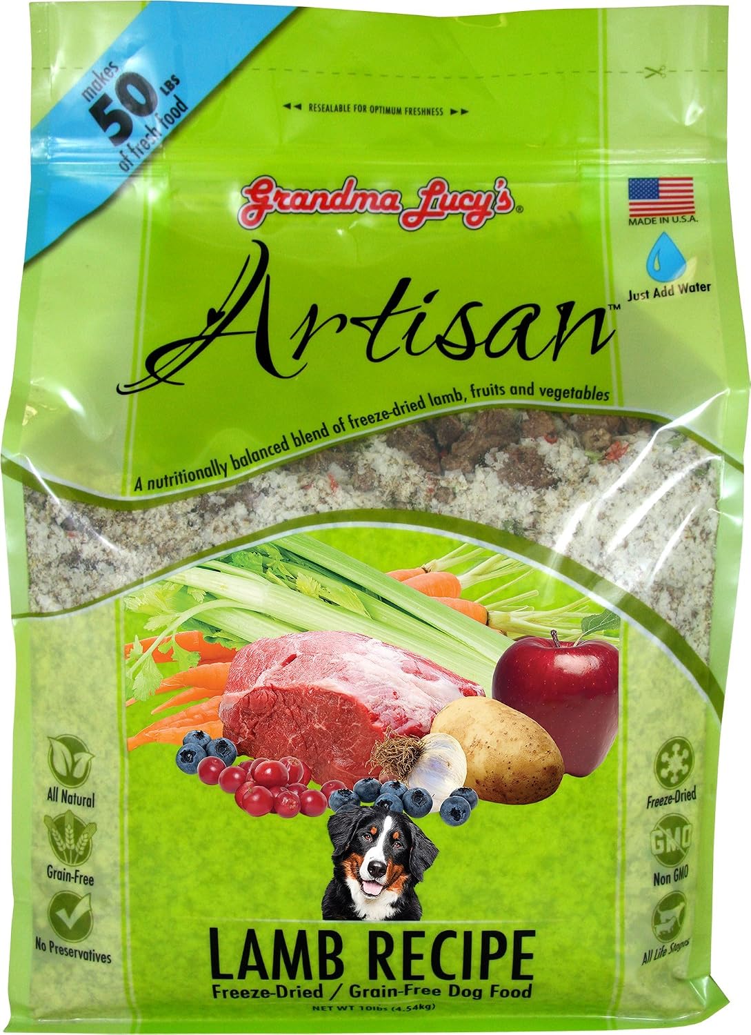 Grandma Lucy's Artisan Dog Food, Grain Free and Freeze-Dried - Artisan Chicken, 10Lb Bag